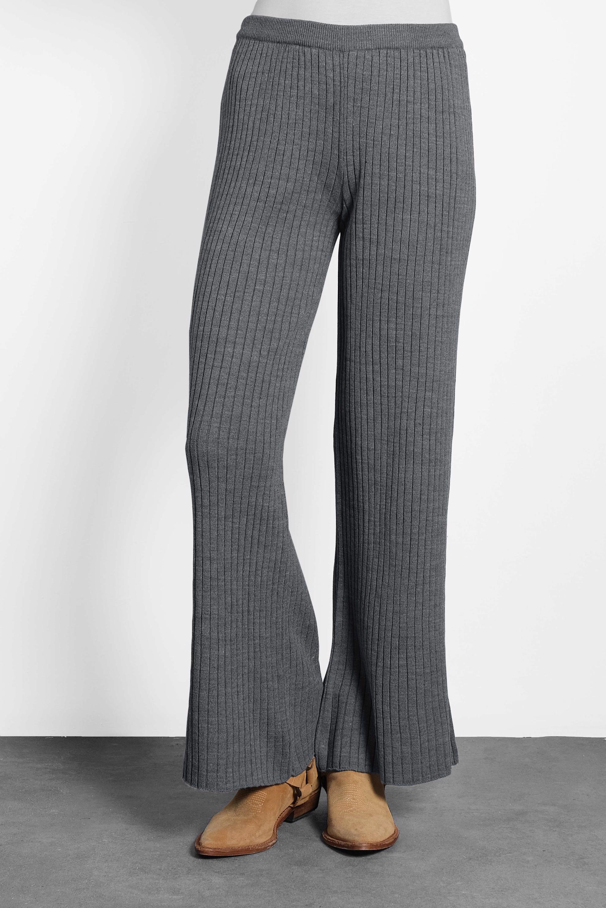 Hijab clothing GREY ELASTIC-WAIST RIBBED KNIT PANTS  70001