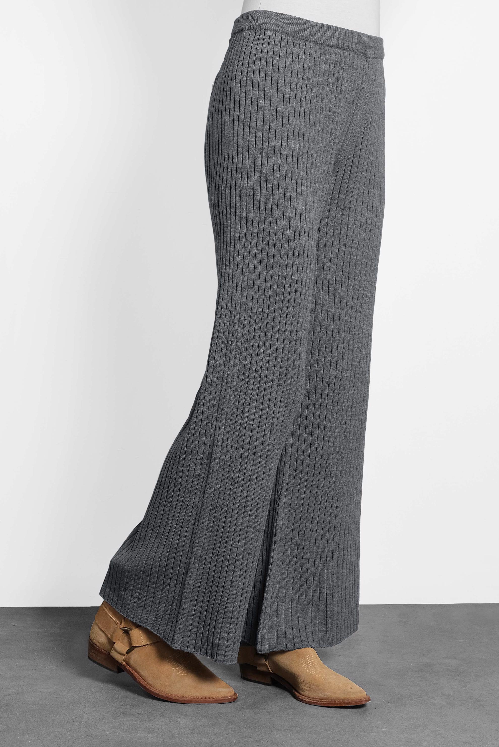 Hijab clothing GREY ELASTIC-WAIST RIBBED KNIT PANTS  70001