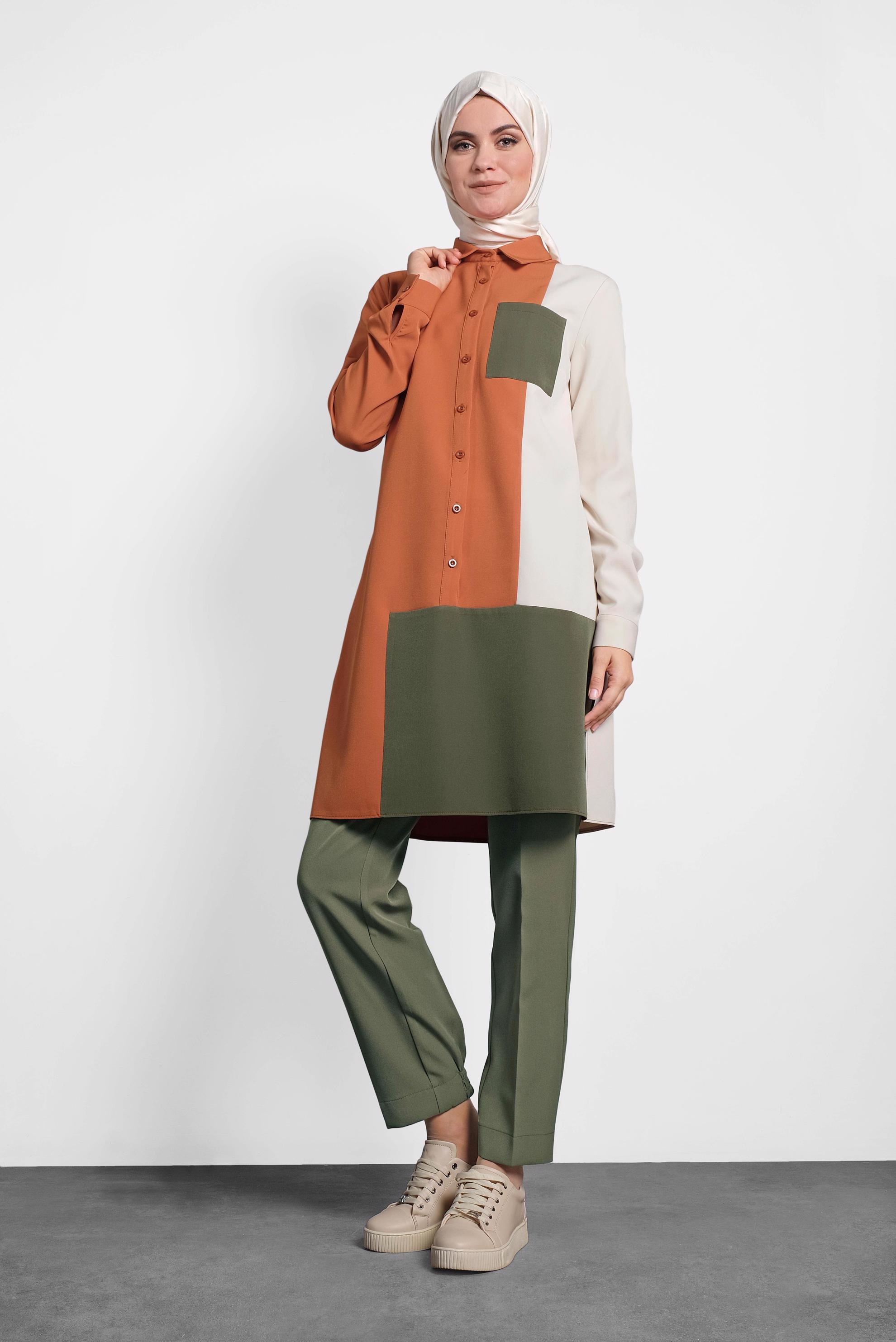 Tesettür giyim HAKİ HAVUÇ PANTOLON 70003 