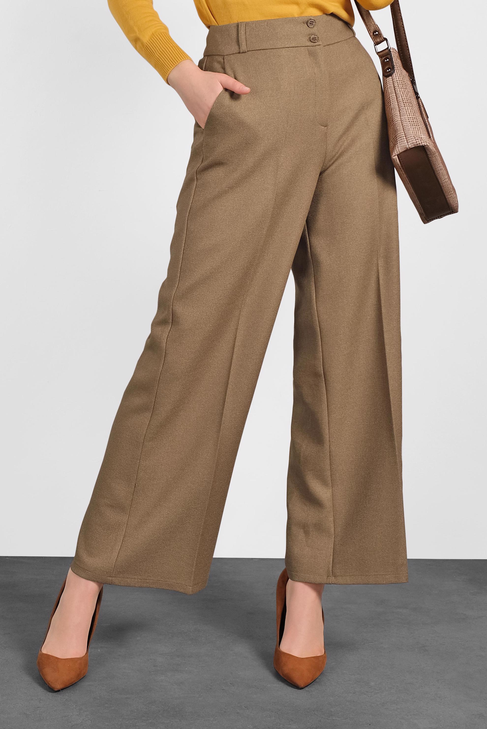 Tesettür giyim KAHVE GENİŞ PAÇA DÜĞMELİ PANTOLON 70004 