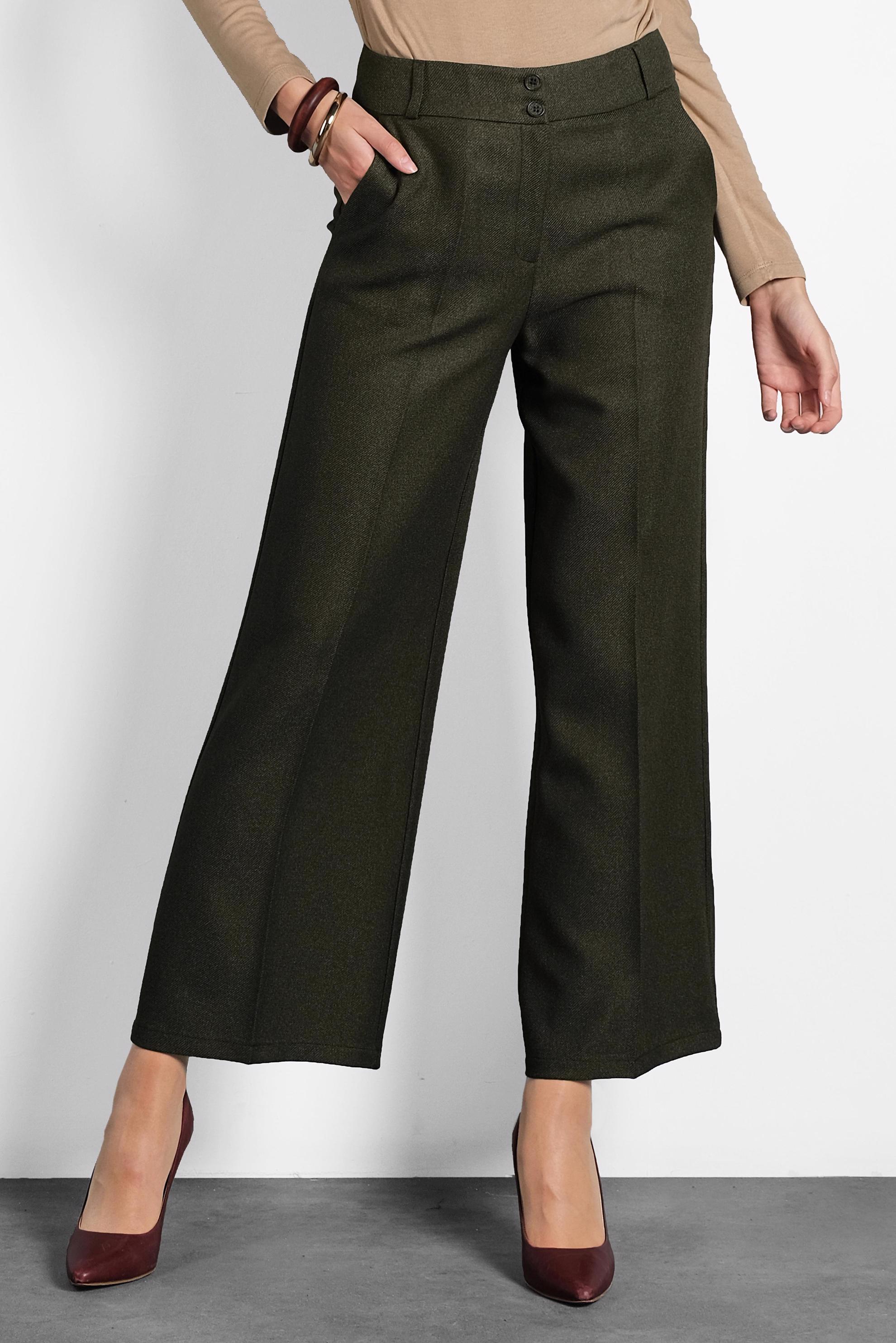 Tesettür giyim HAKİ GENİŞ PAÇA DÜĞMELİ PANTOLON 70004 