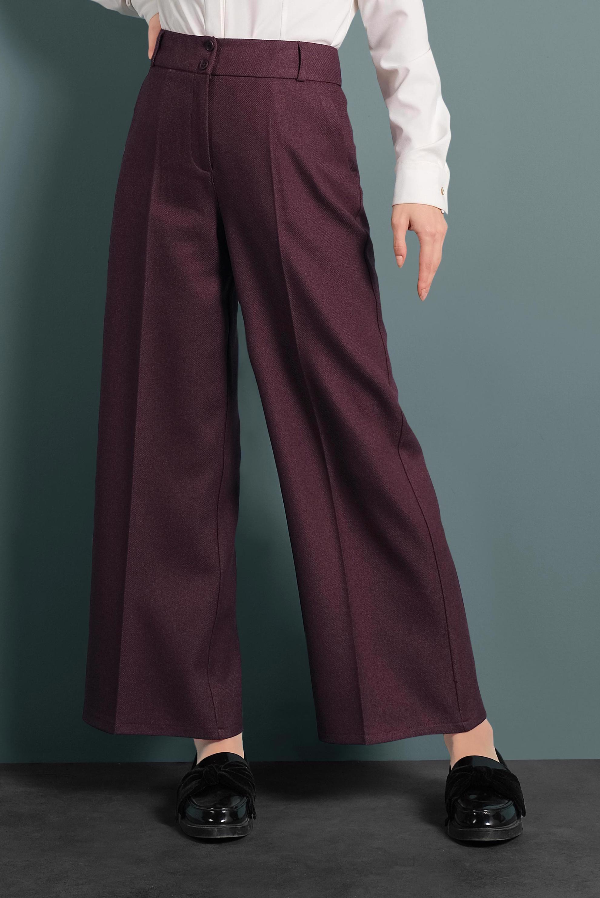 Tesettür giyim MÜRDÜM GENİŞ PAÇA DÜĞMELİ PANTOLON 70004 