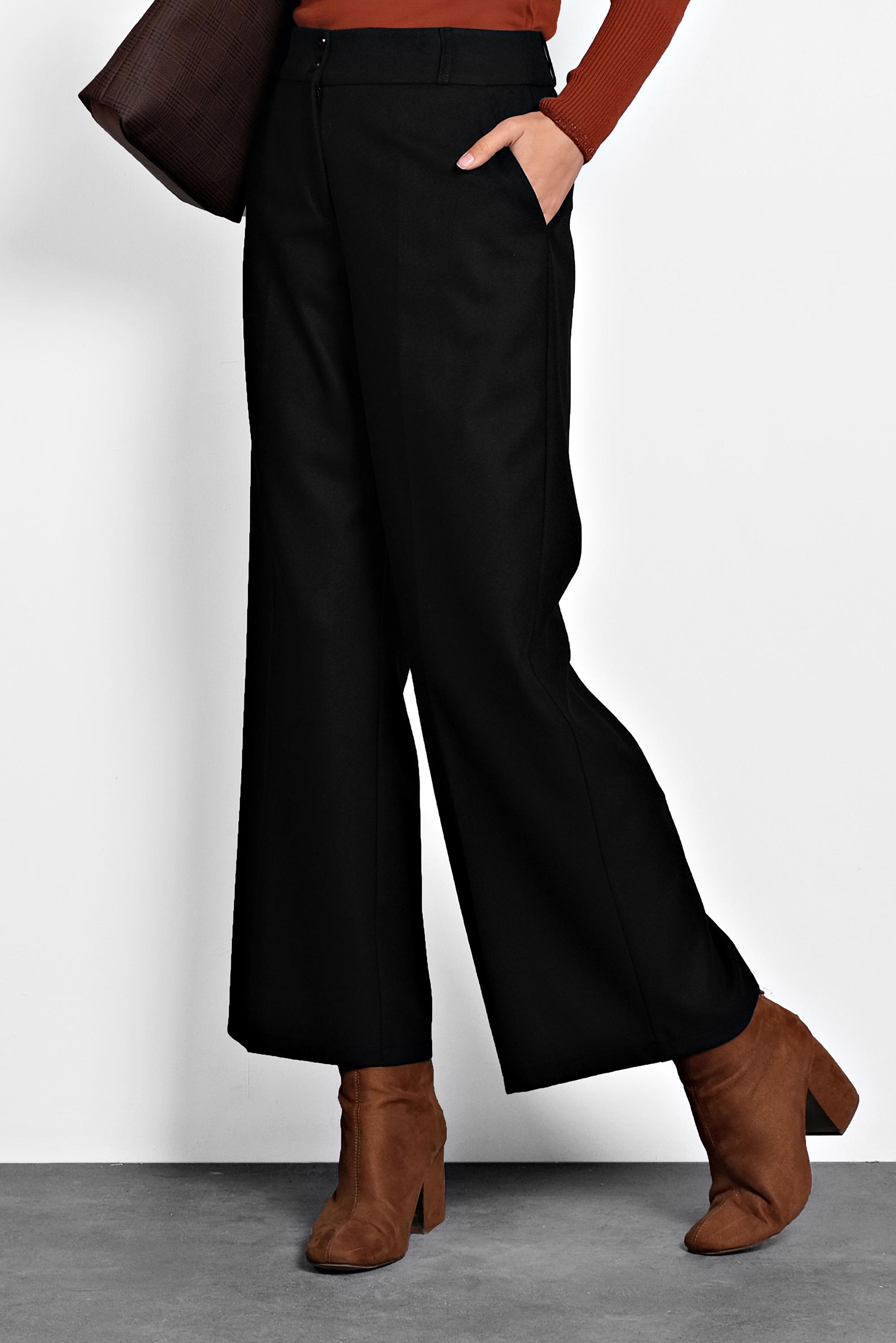 Tesettür giyim SİYAH ORTA YÜKSEK BEL DÜĞMELİ PANTOLON 70005 