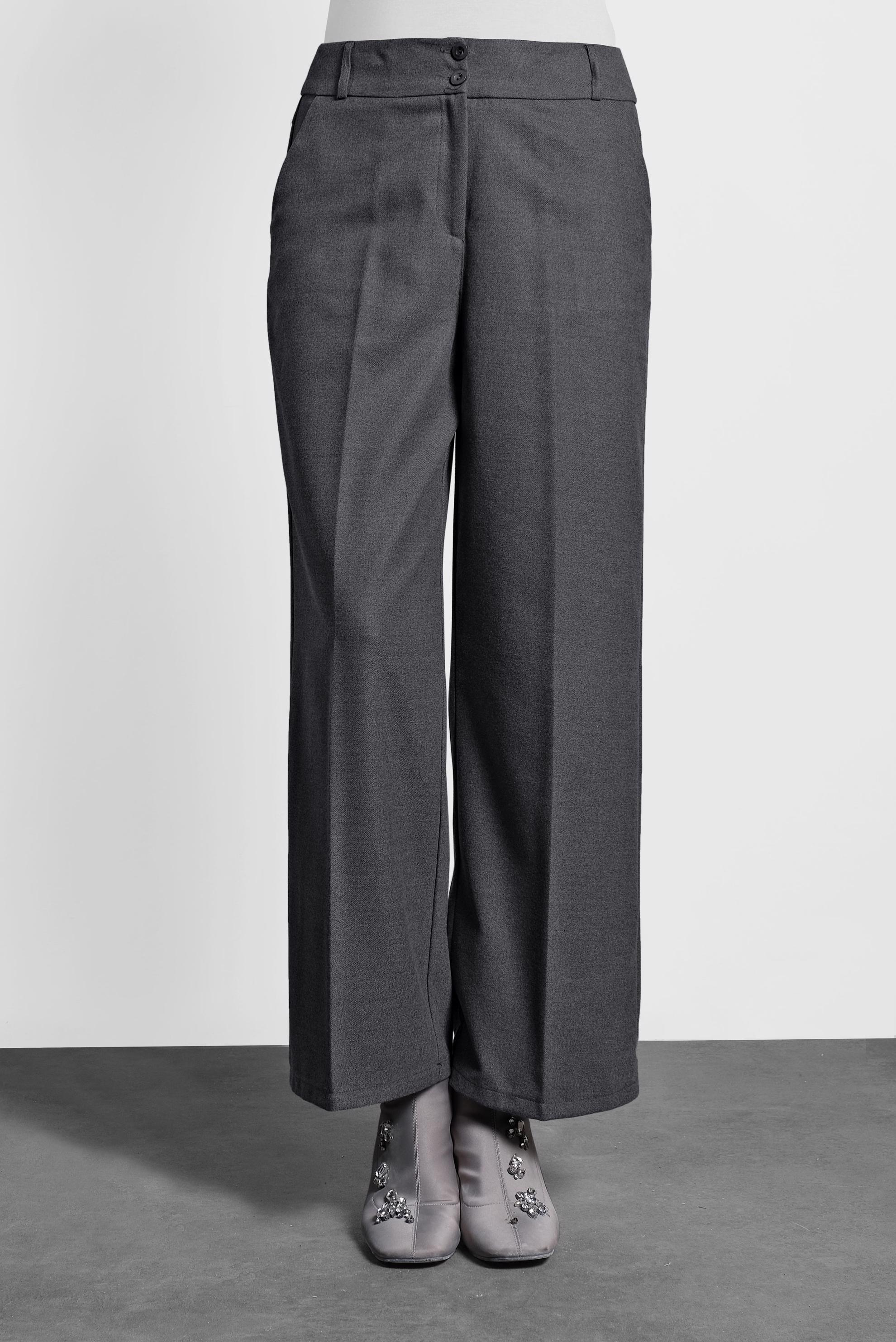 Tesettür giyim GRİ ORTA YÜKSEK BEL DÜĞMELİ PANTOLON 70005 