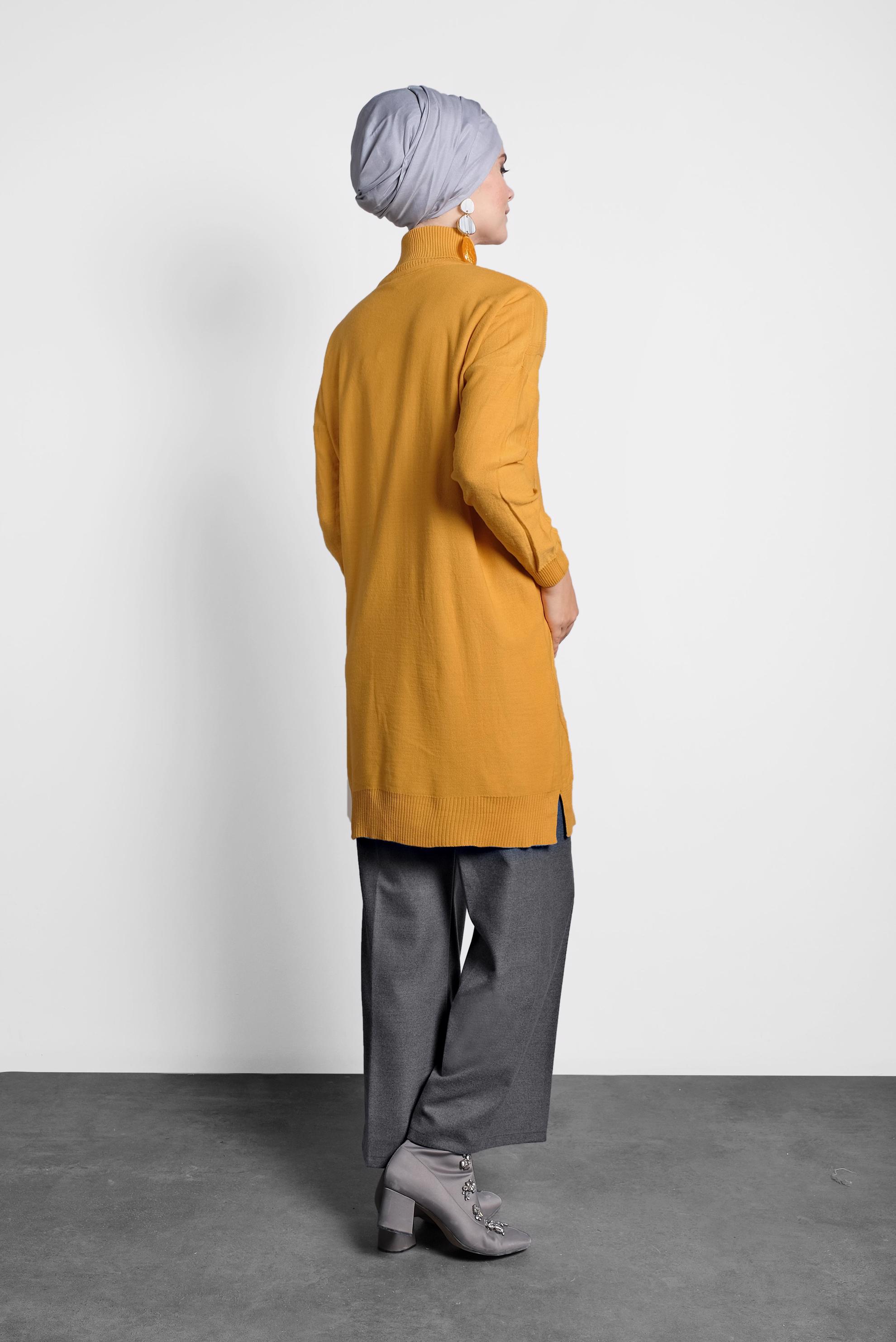 Tesettür giyim GRİ ORTA YÜKSEK BEL DÜĞMELİ PANTOLON 70005 