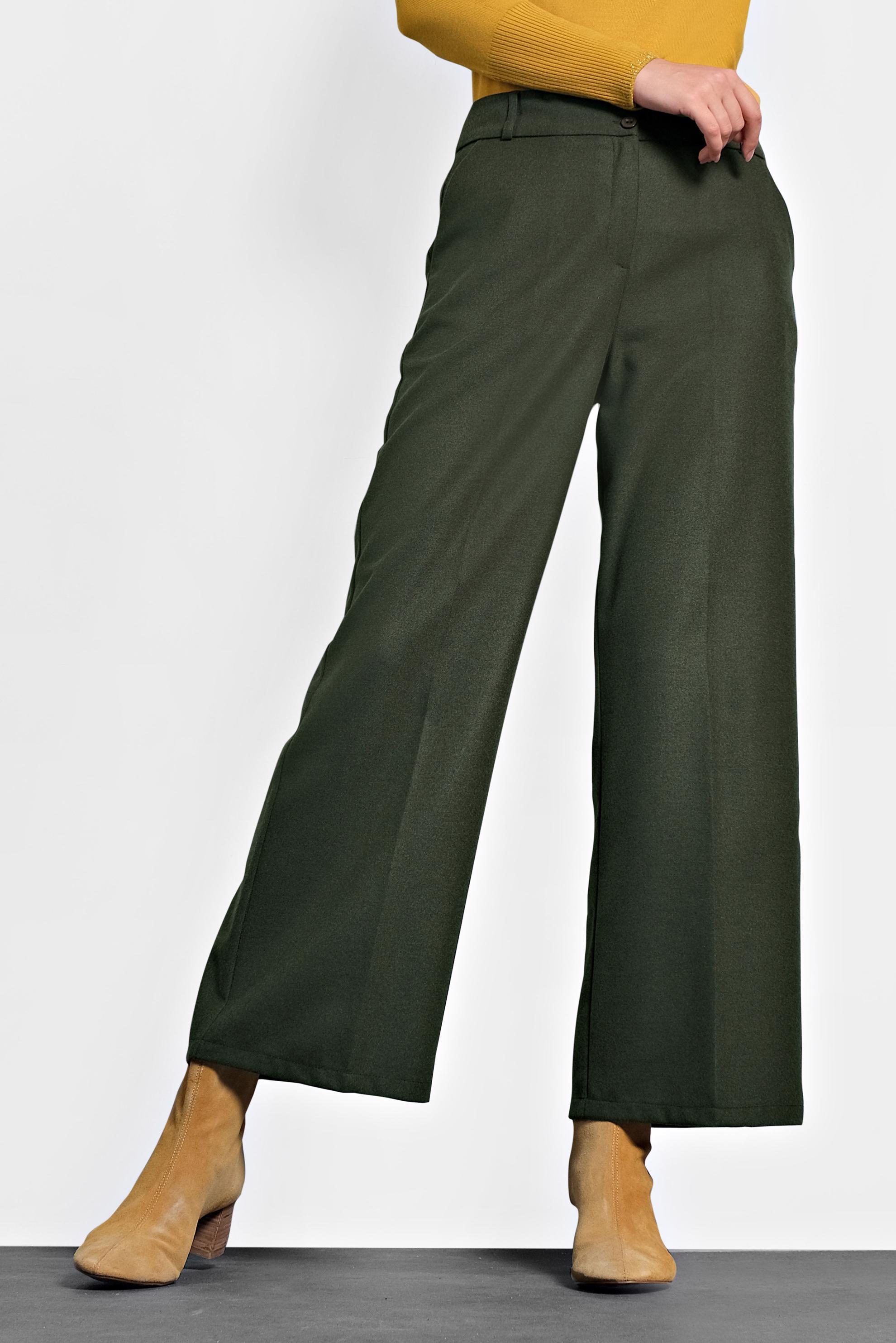 Tesettür giyim HAKİ ORTA YÜKSEK BEL DÜĞMELİ PANTOLON 70005 