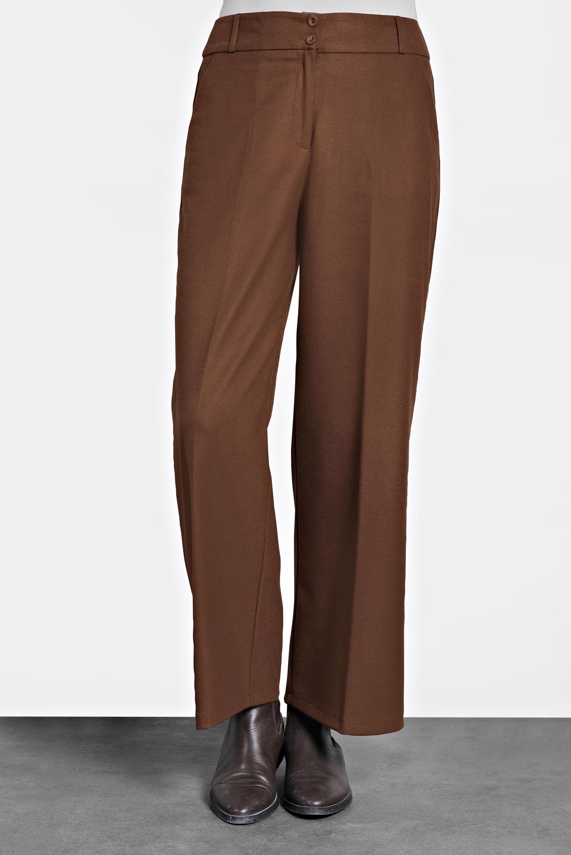 Tesettür giyim KAHVE ORTA YÜKSEK BEL DÜĞMELİ PANTOLON 70005 