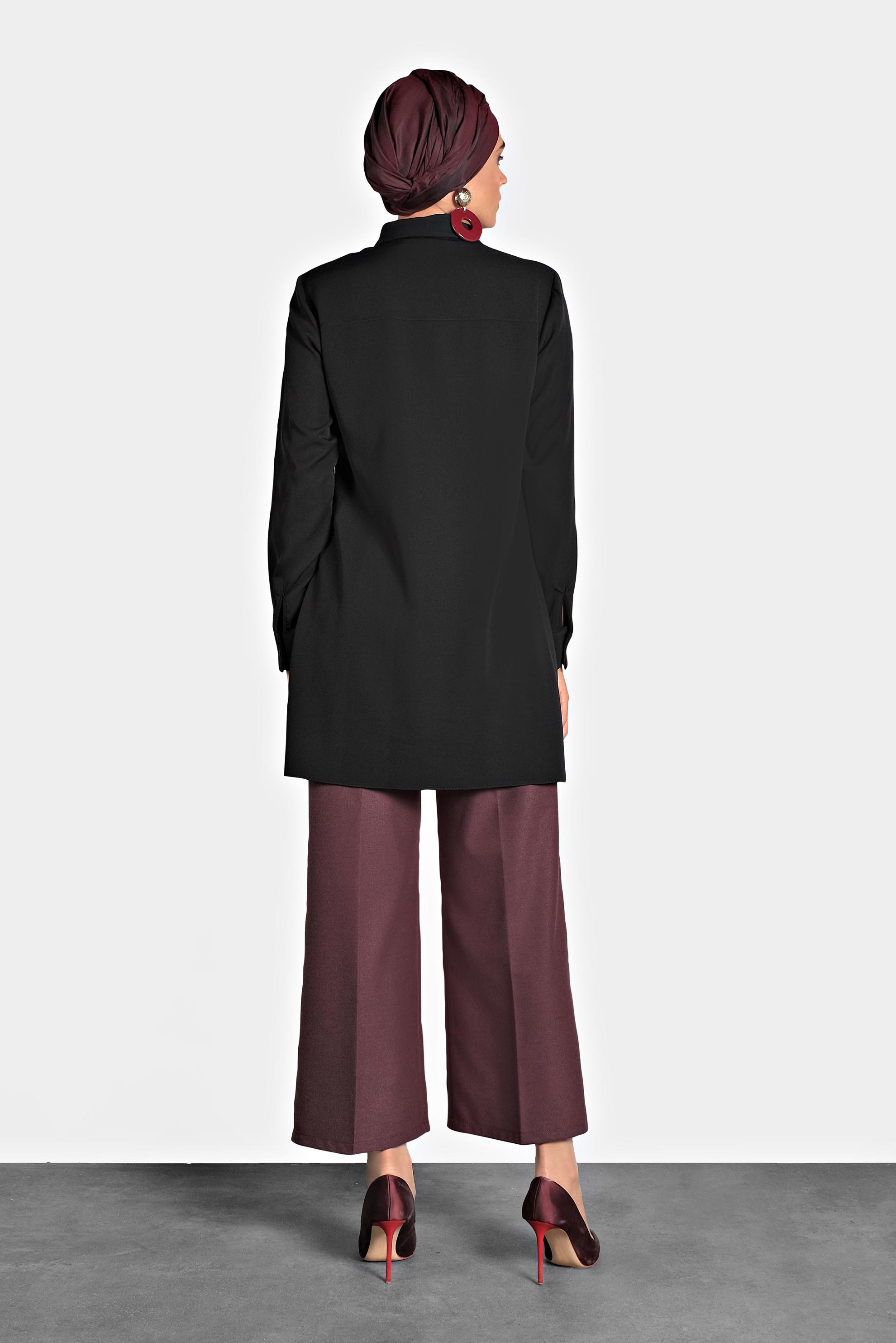 Tesettür giyim MÜRDÜM ORTA YÜKSEK BEL DÜĞMELİ PANTOLON 70005 