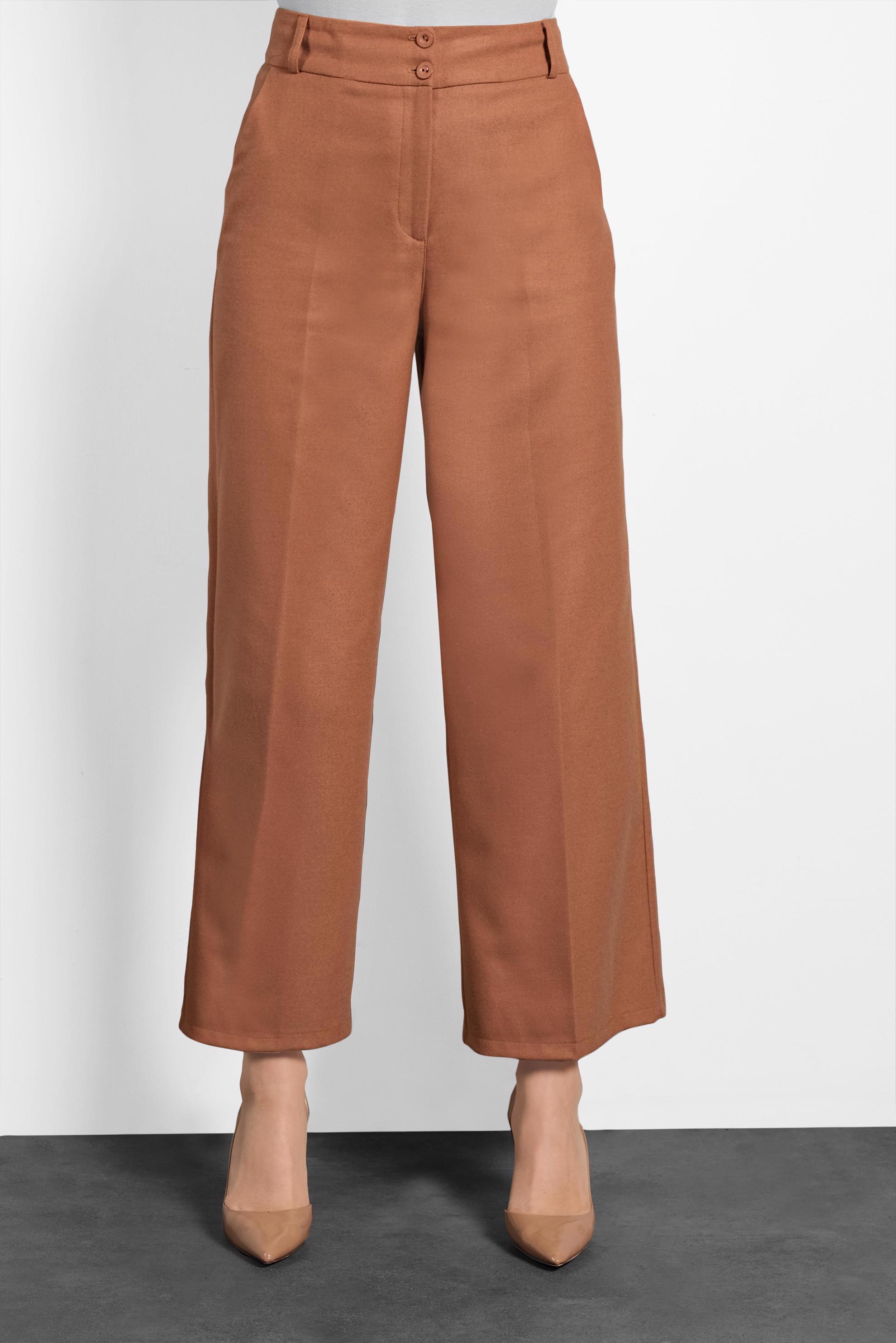 Tesettür giyim PEMBE ORTA YÜKSEK BEL DÜĞMELİ PANTOLON 70005 