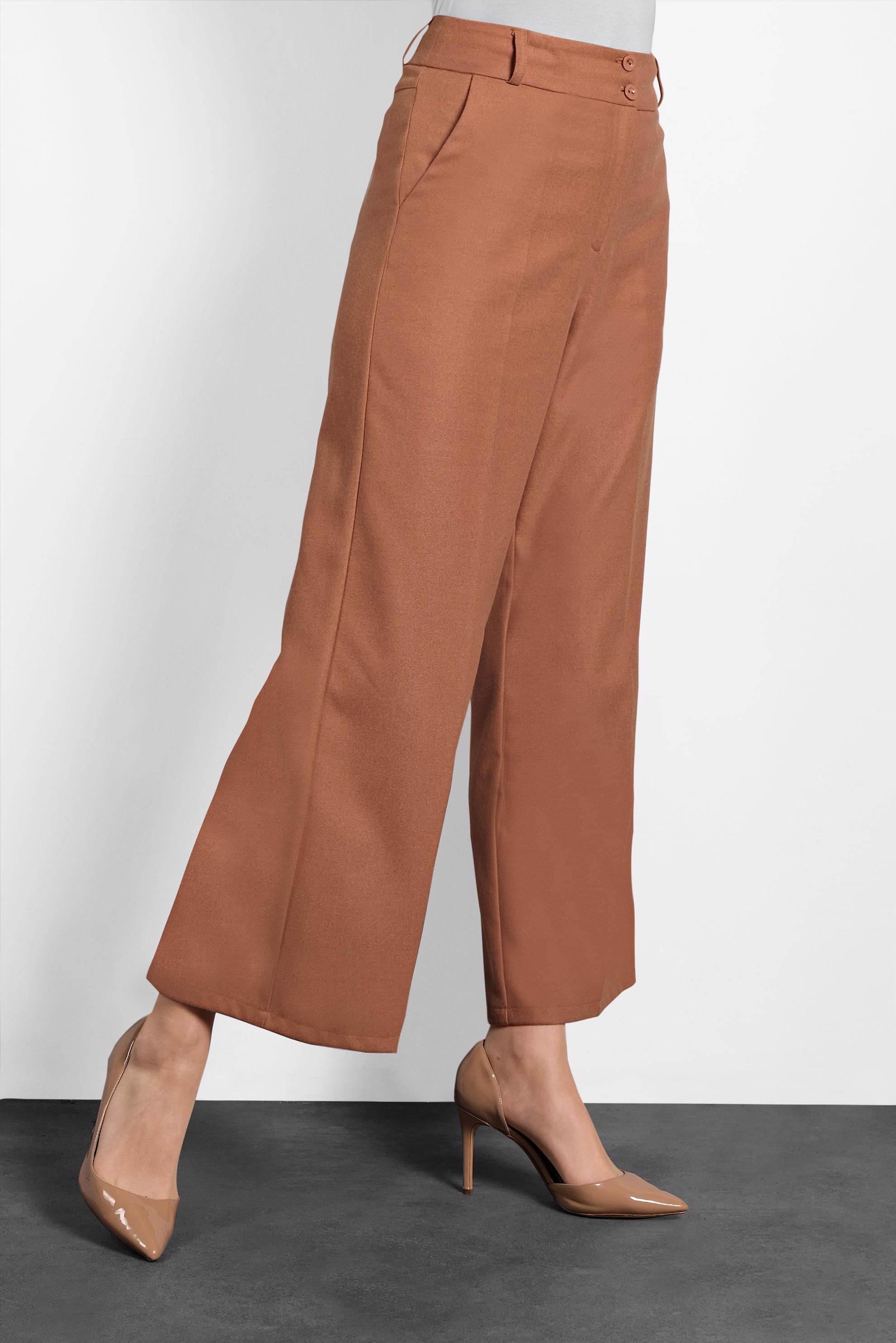 Tesettür giyim PEMBE ORTA YÜKSEK BEL DÜĞMELİ PANTOLON 70005 