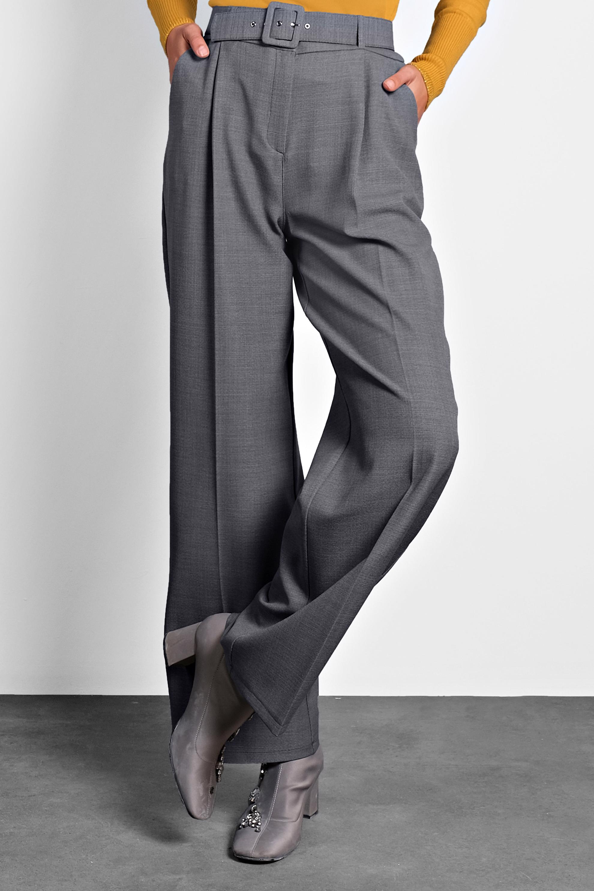 Tesettür giyim GRİ BOL PAÇA PANTOLON 70006 