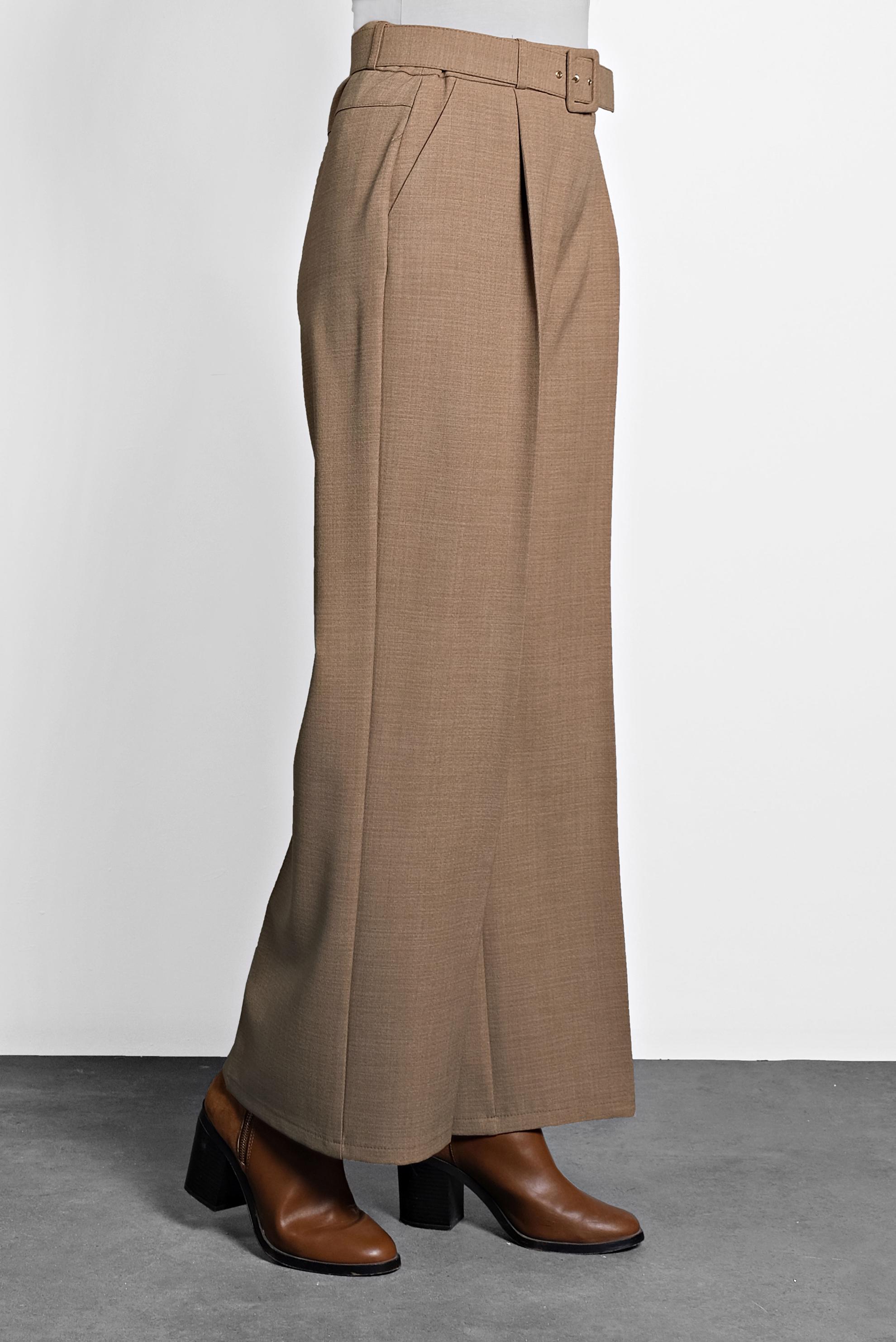 Tesettür giyim KAHVE BOL PAÇA PANTOLON 70006 