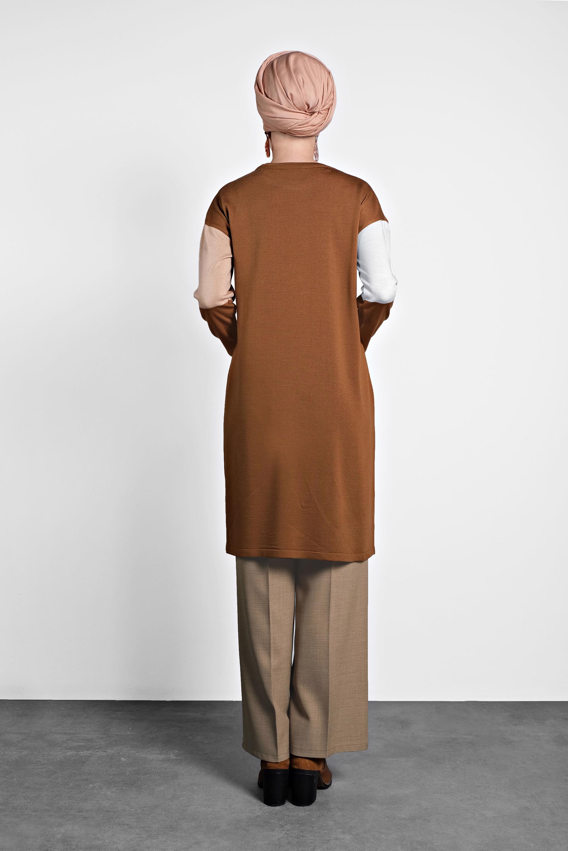 Tesettür giyim KAHVE BOL PAÇA PANTOLON 70006 