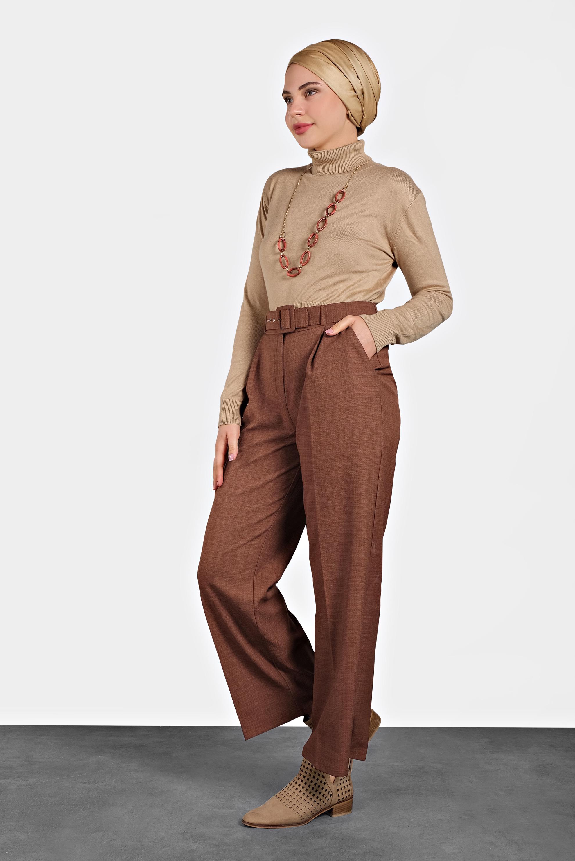 Tesettür giyim TURUNCU BOL PAÇA PANTOLON 70006 