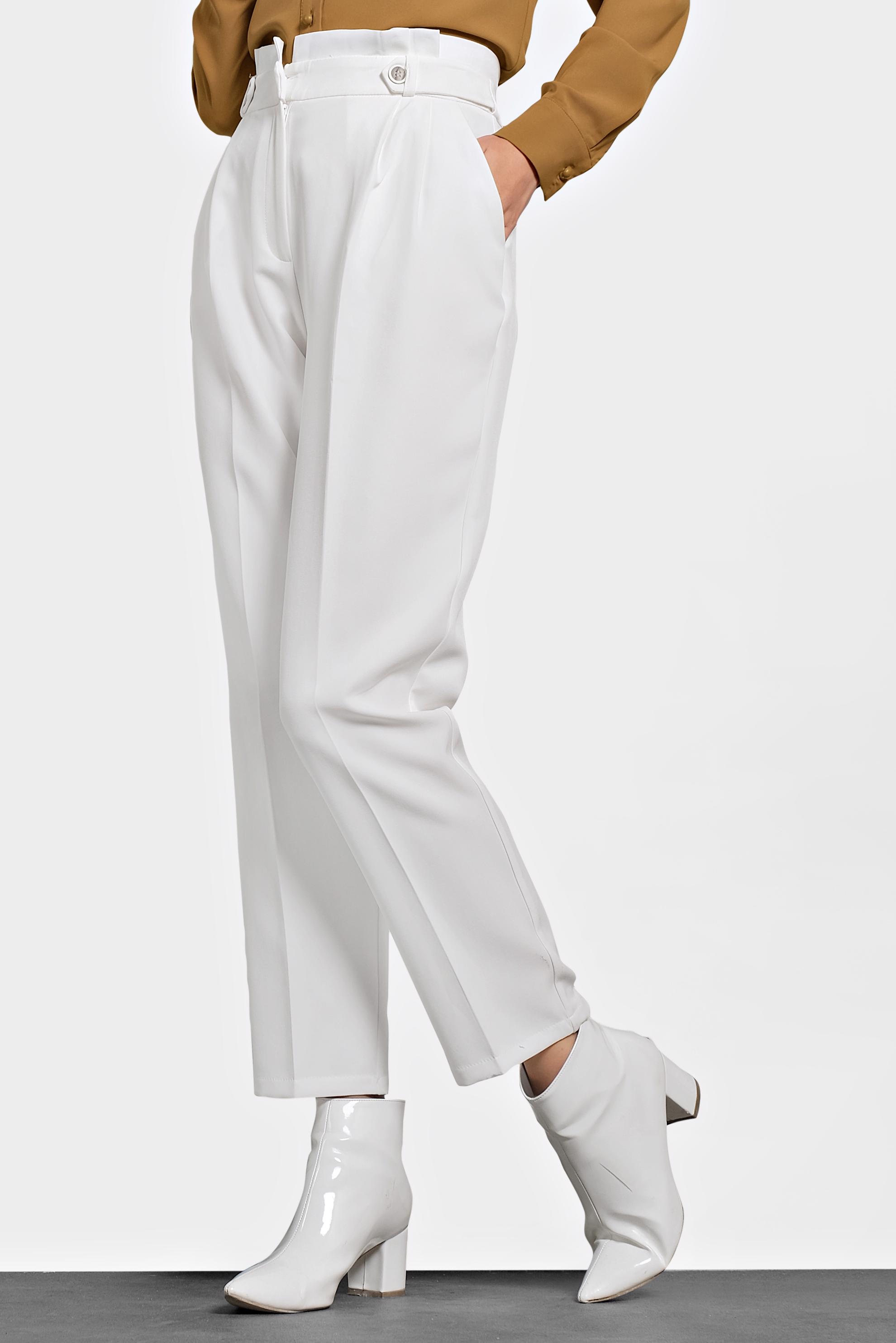 Tesettür giyim BEYAZ YÜKSEK BEL PANTOLON 70007 