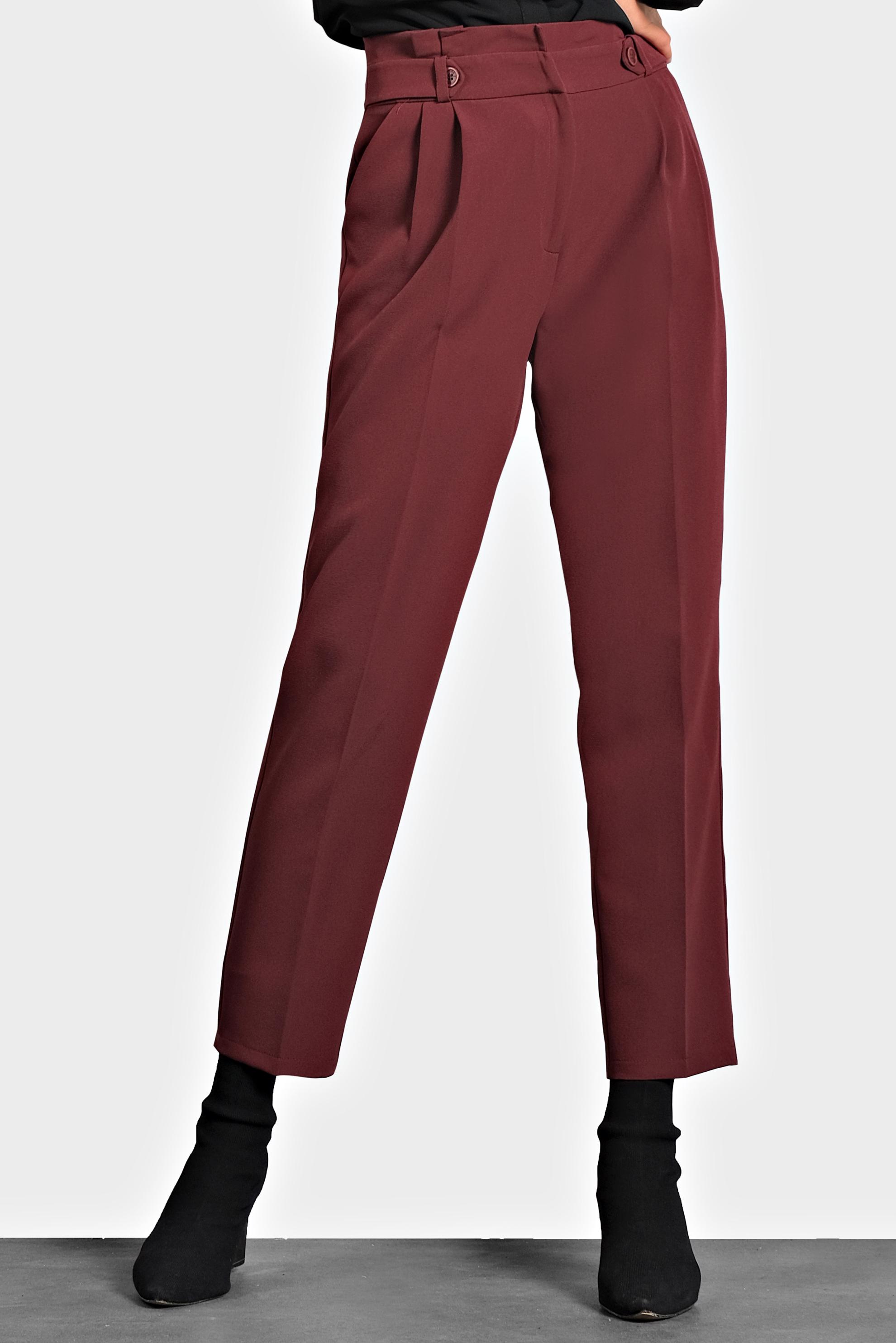 Tesettür giyim BORDO YÜKSEK BEL PANTOLON 70007 