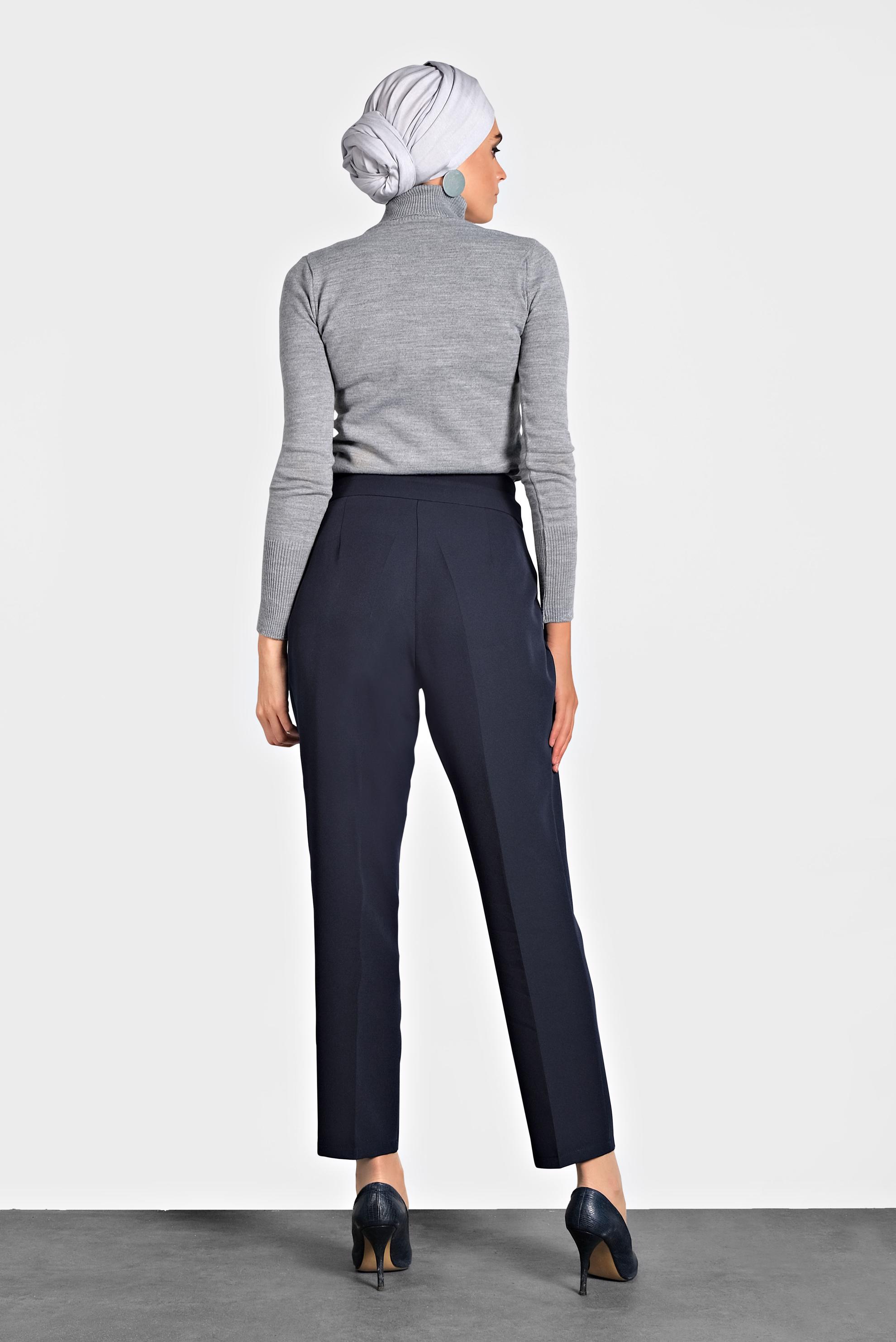 Hijab clothing NAVY BLUE HIGH-WAIST TROUSERS 70007