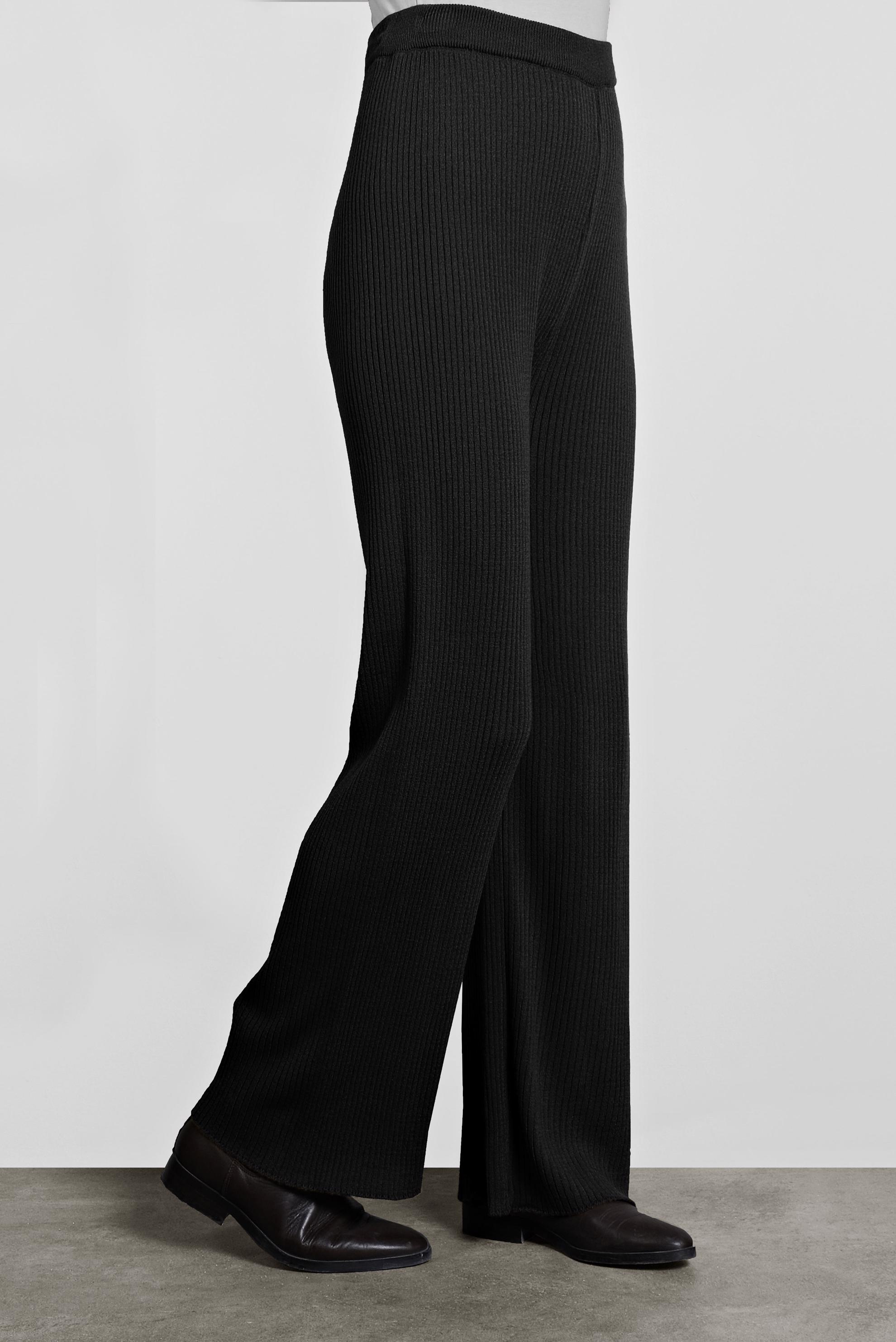 Tesettür giyim SİYAH FİTİLLİ TRİKO PANTOLON 70010 