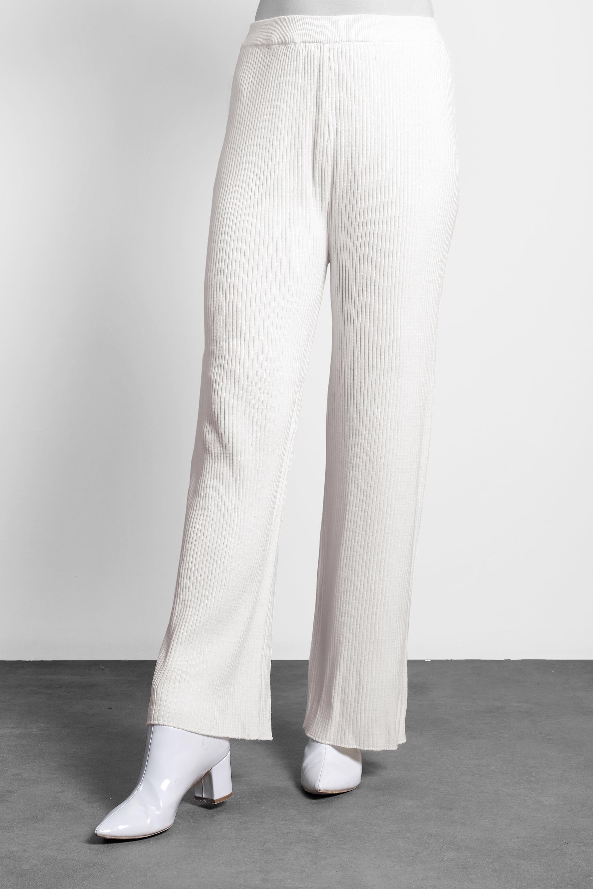 Tesettür giyim BEYAZ FİTİLLİ TRİKO PANTOLON 70010 