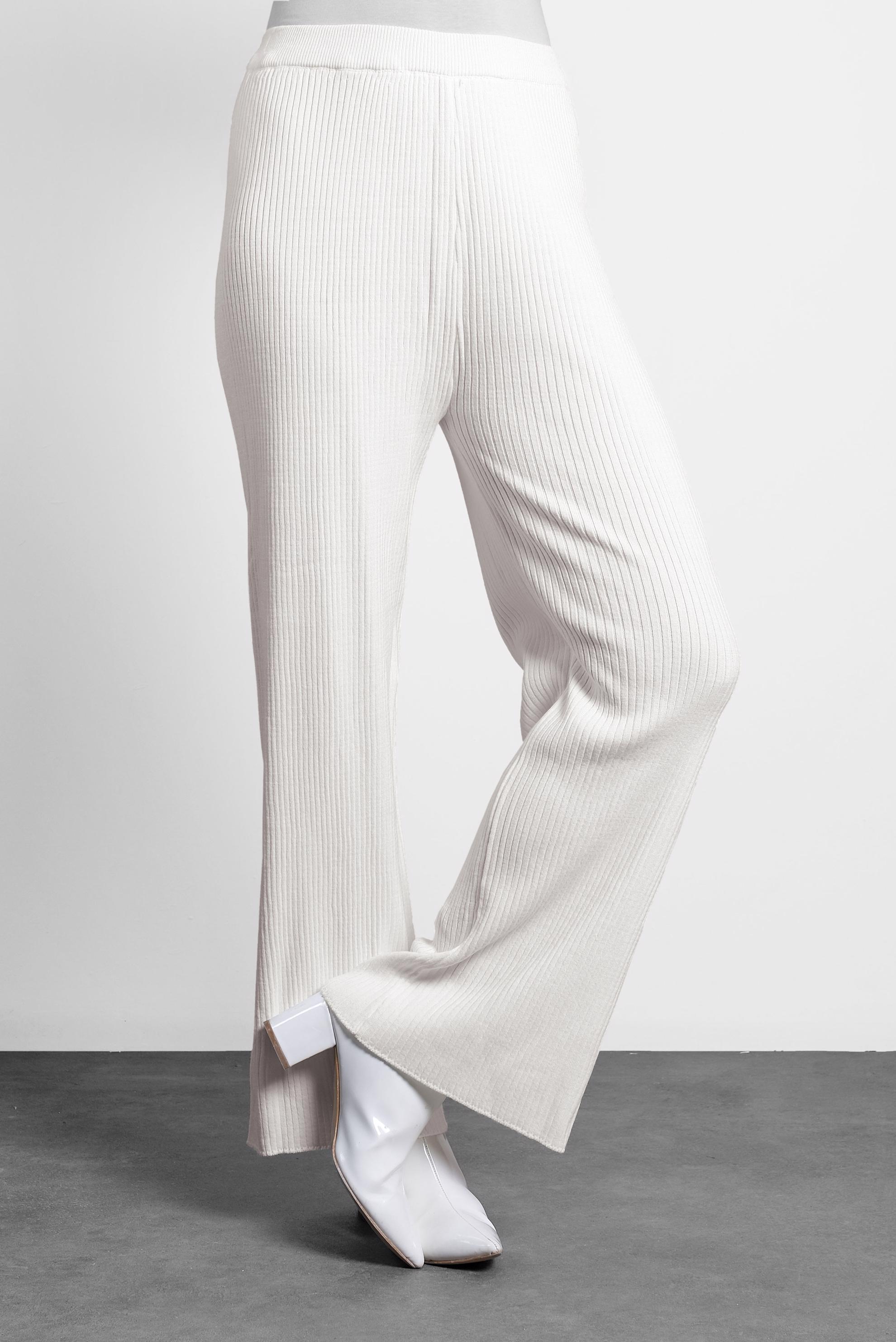 Tesettür giyim BEYAZ FİTİLLİ TRİKO PANTOLON 70010 