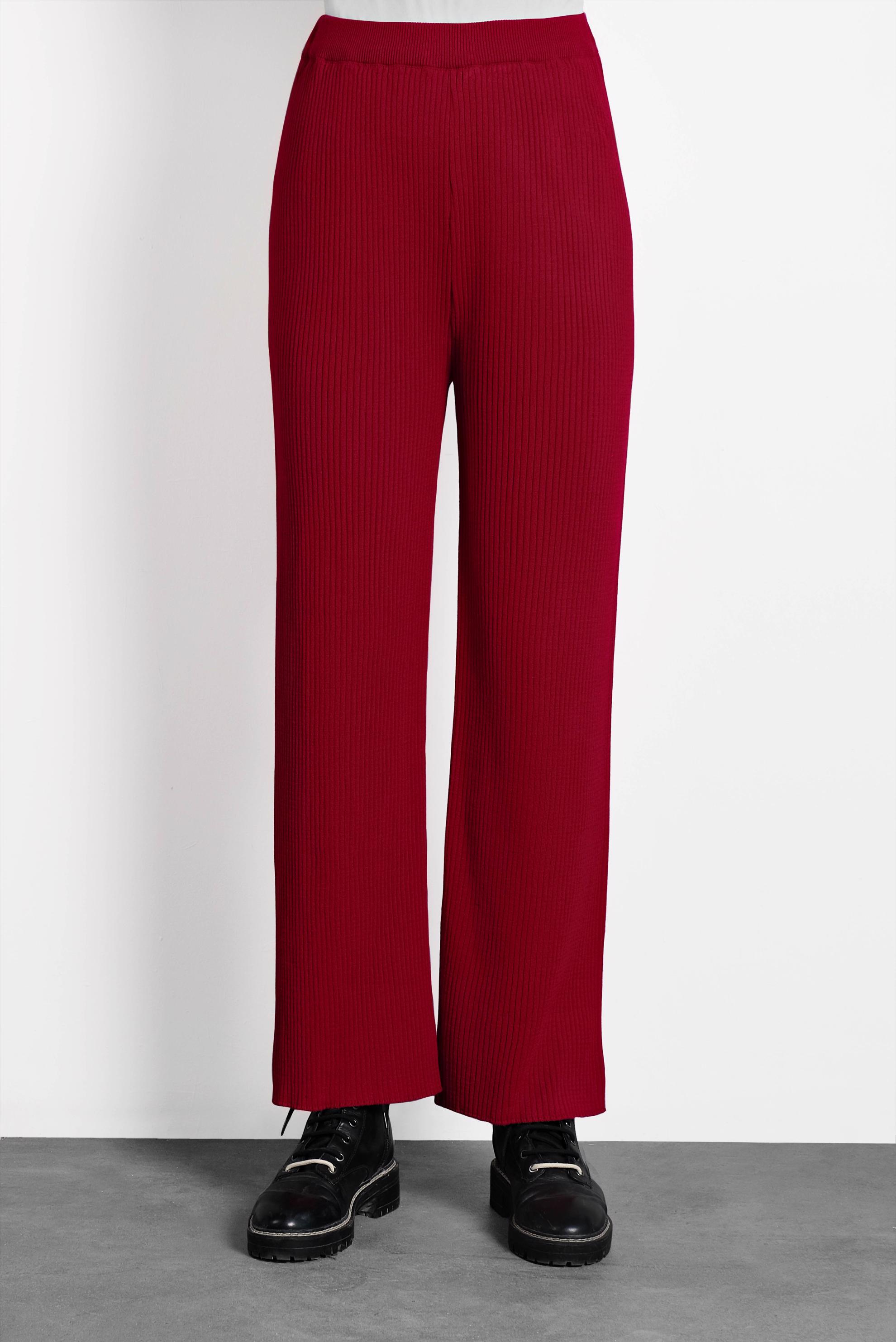 Tesettür giyim KIRMIZI FİTİLLİ TRİKO PANTOLON 70010 