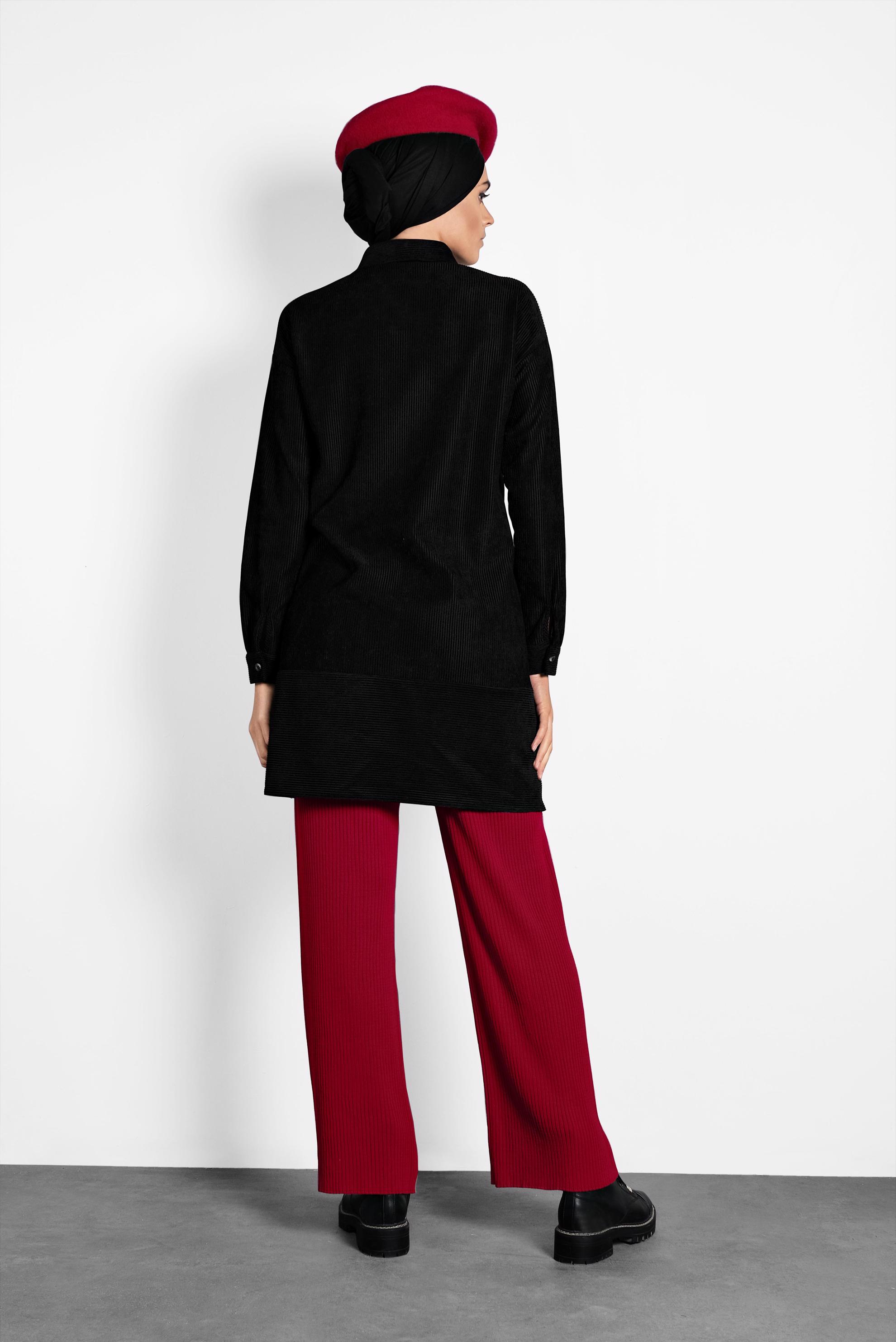 Tesettür giyim KIRMIZI FİTİLLİ TRİKO PANTOLON 70010 