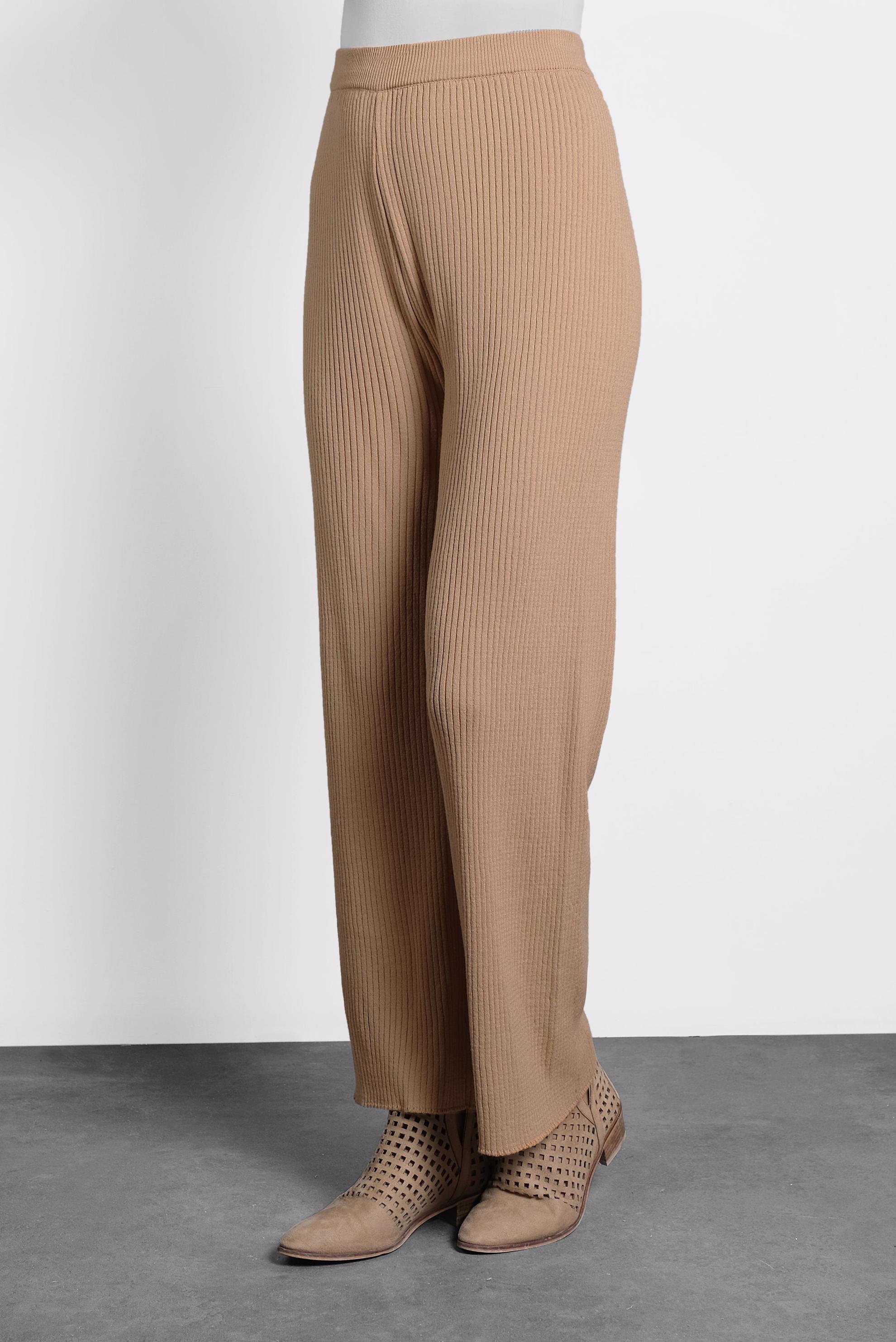 Tesettür giyim KAHVE FİTİLLİ TRİKO PANTOLON 70010 