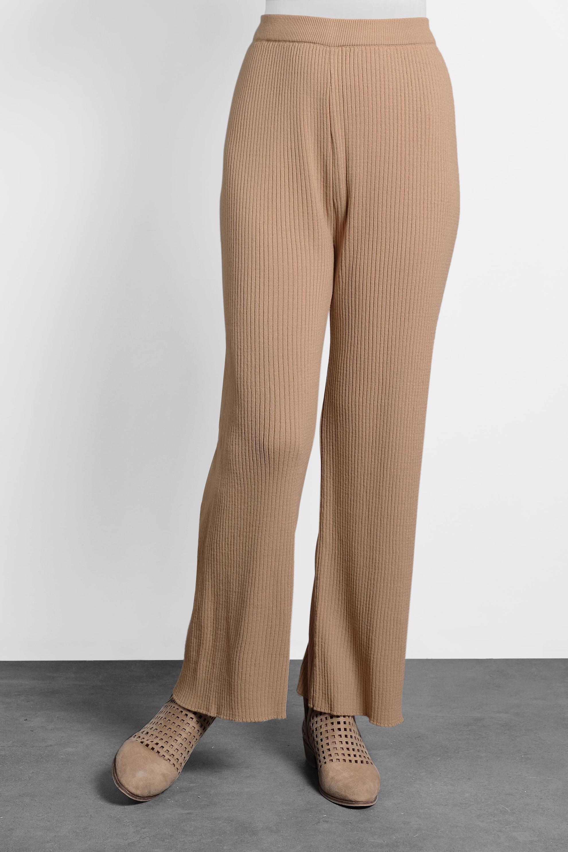 Tesettür giyim KAHVE FİTİLLİ TRİKO PANTOLON 70010 