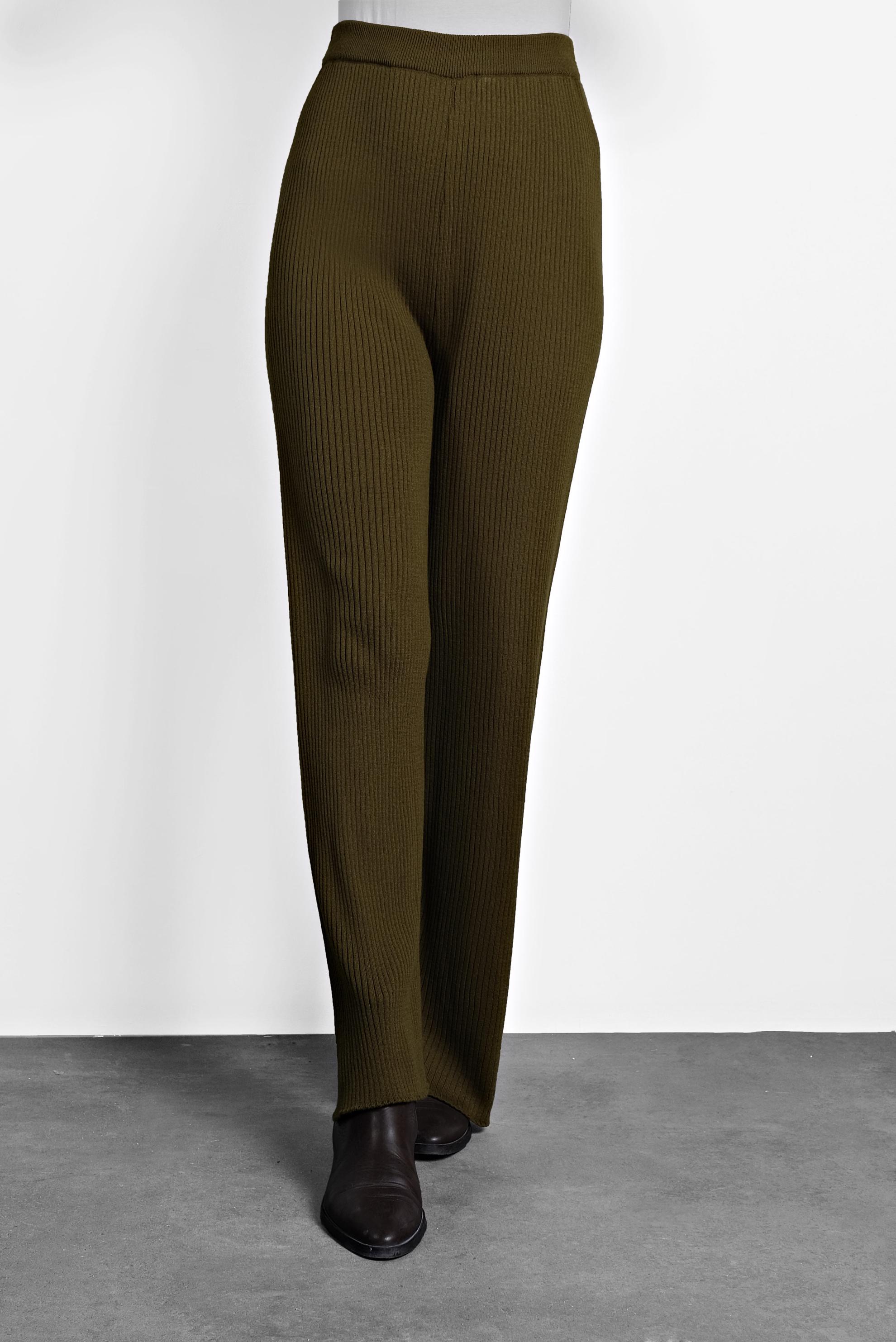 Tesettür giyim HAKİ FİTİLLİ TRİKO PANTOLON 70010 