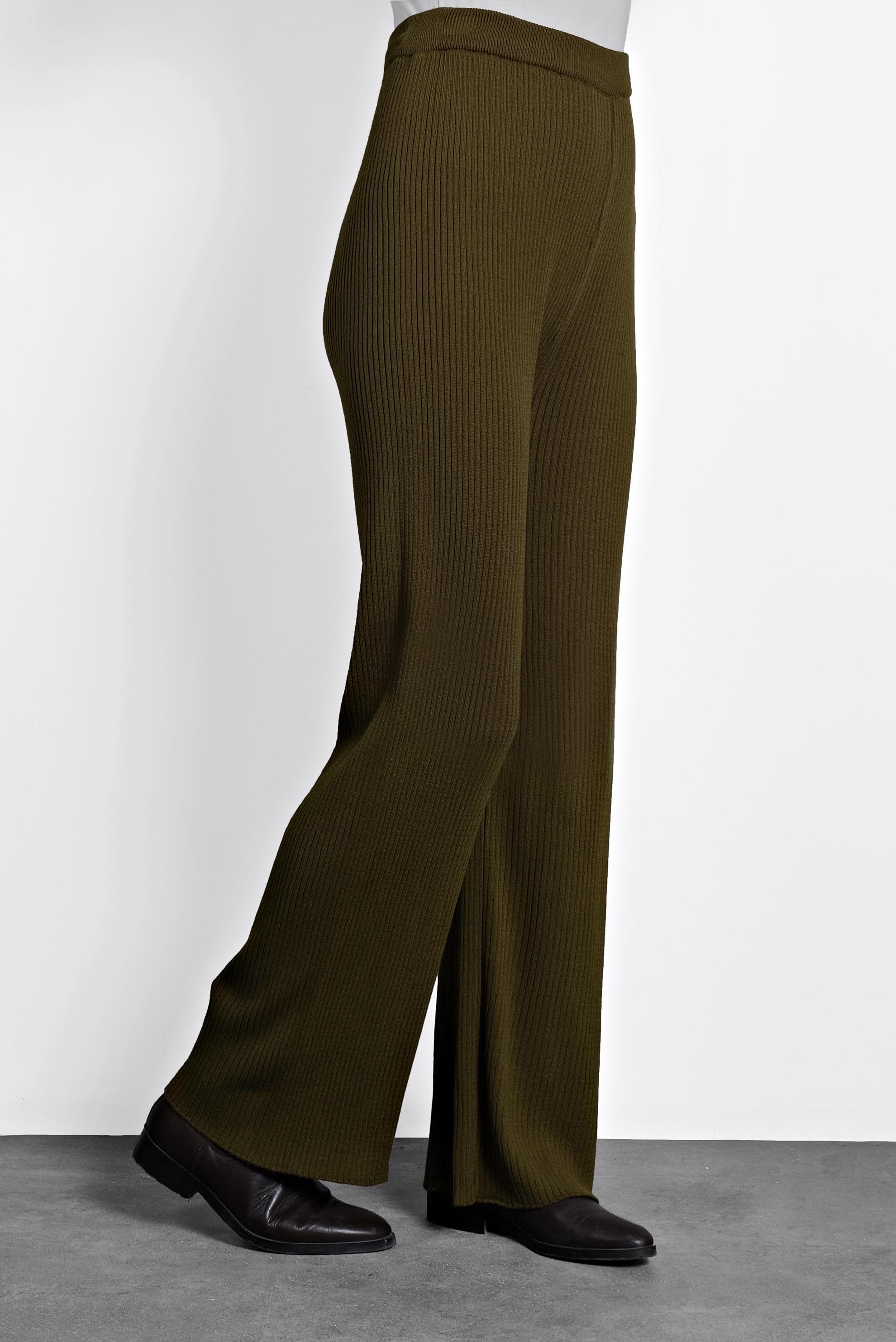 Tesettür giyim HAKİ FİTİLLİ TRİKO PANTOLON 70010 