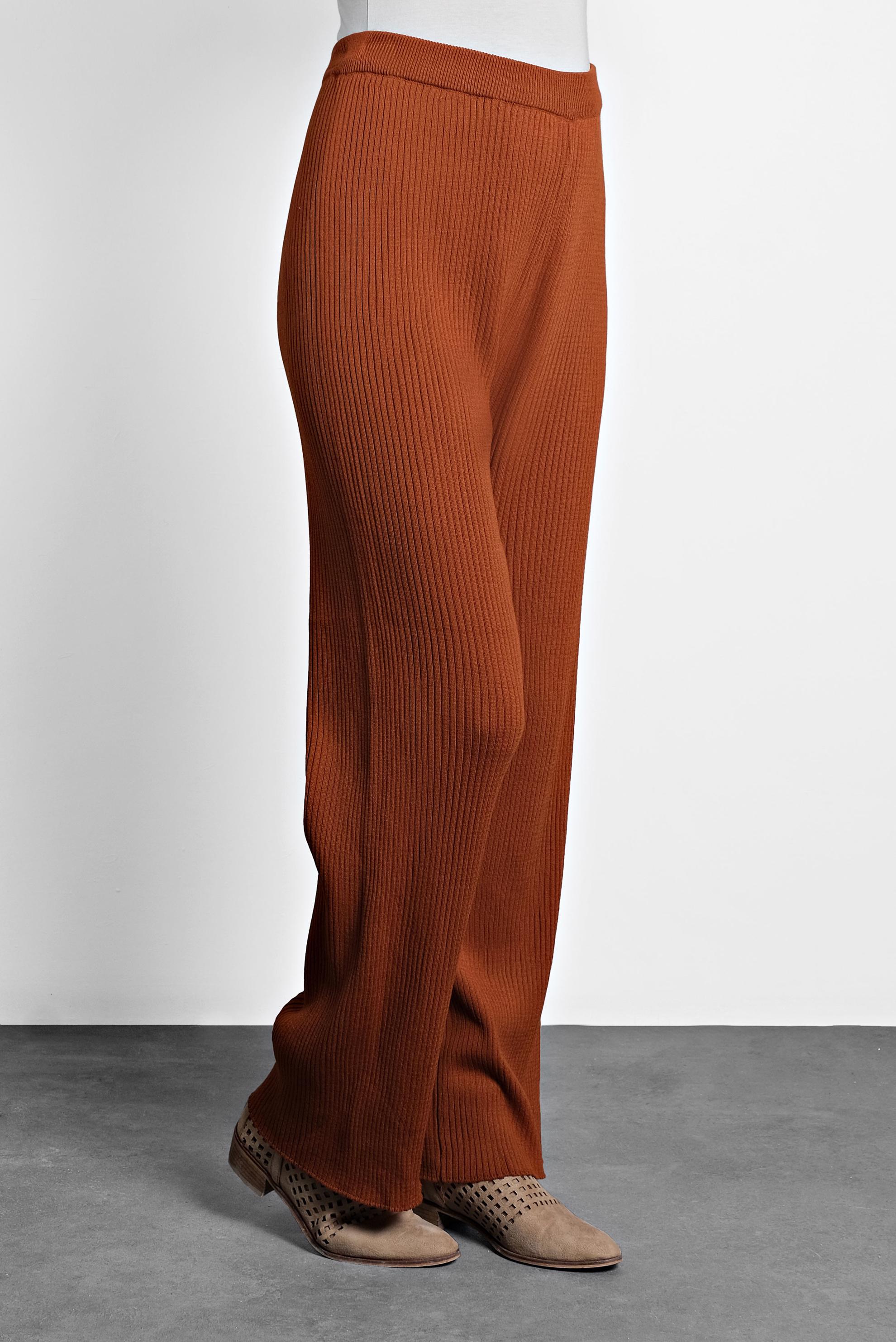 Tesettür giyim TURUNCU FİTİLLİ TRİKO PANTOLON 70010 