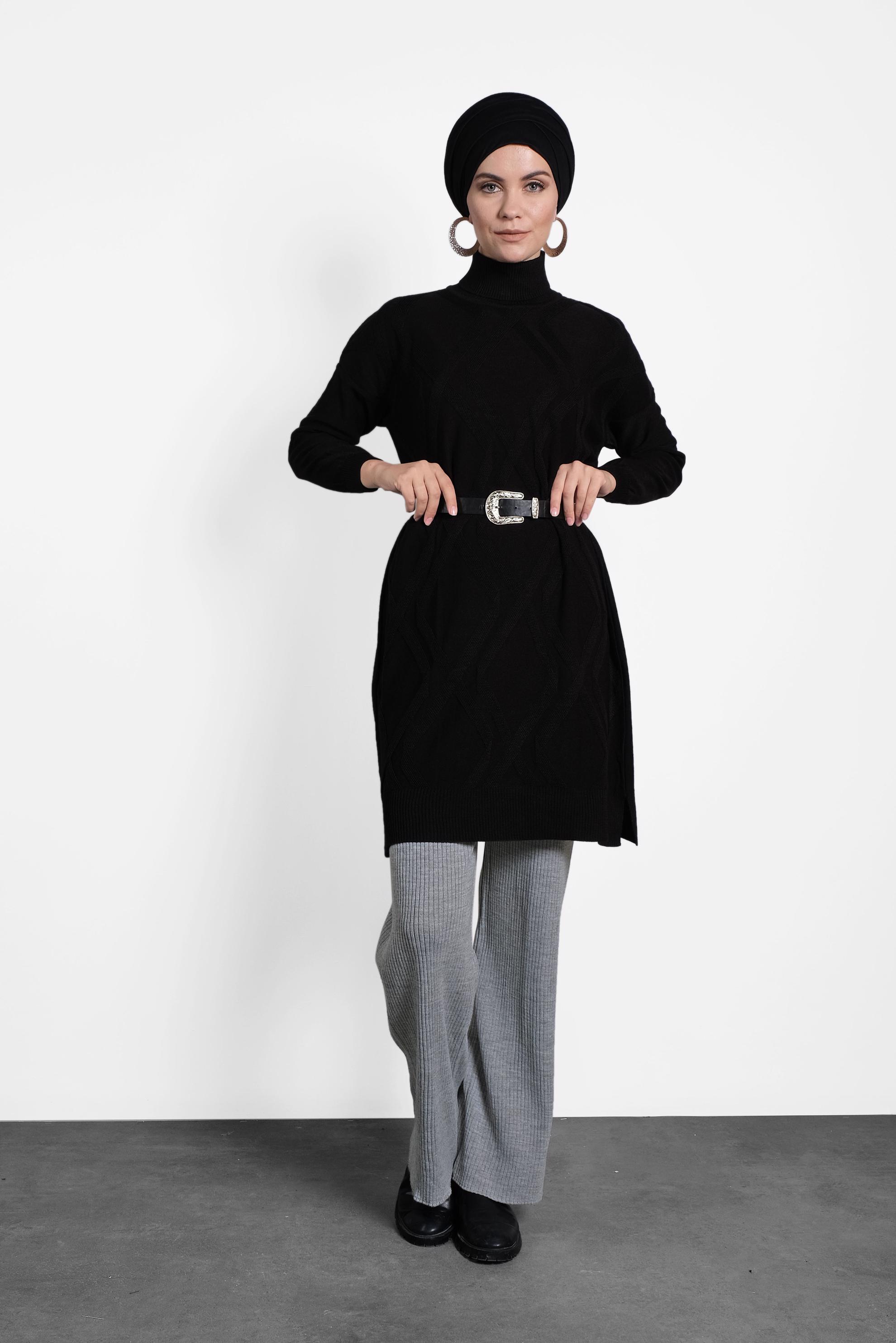 Tesettür giyim GRİ FİTİLLİ TRİKO PANTOLON 70010 