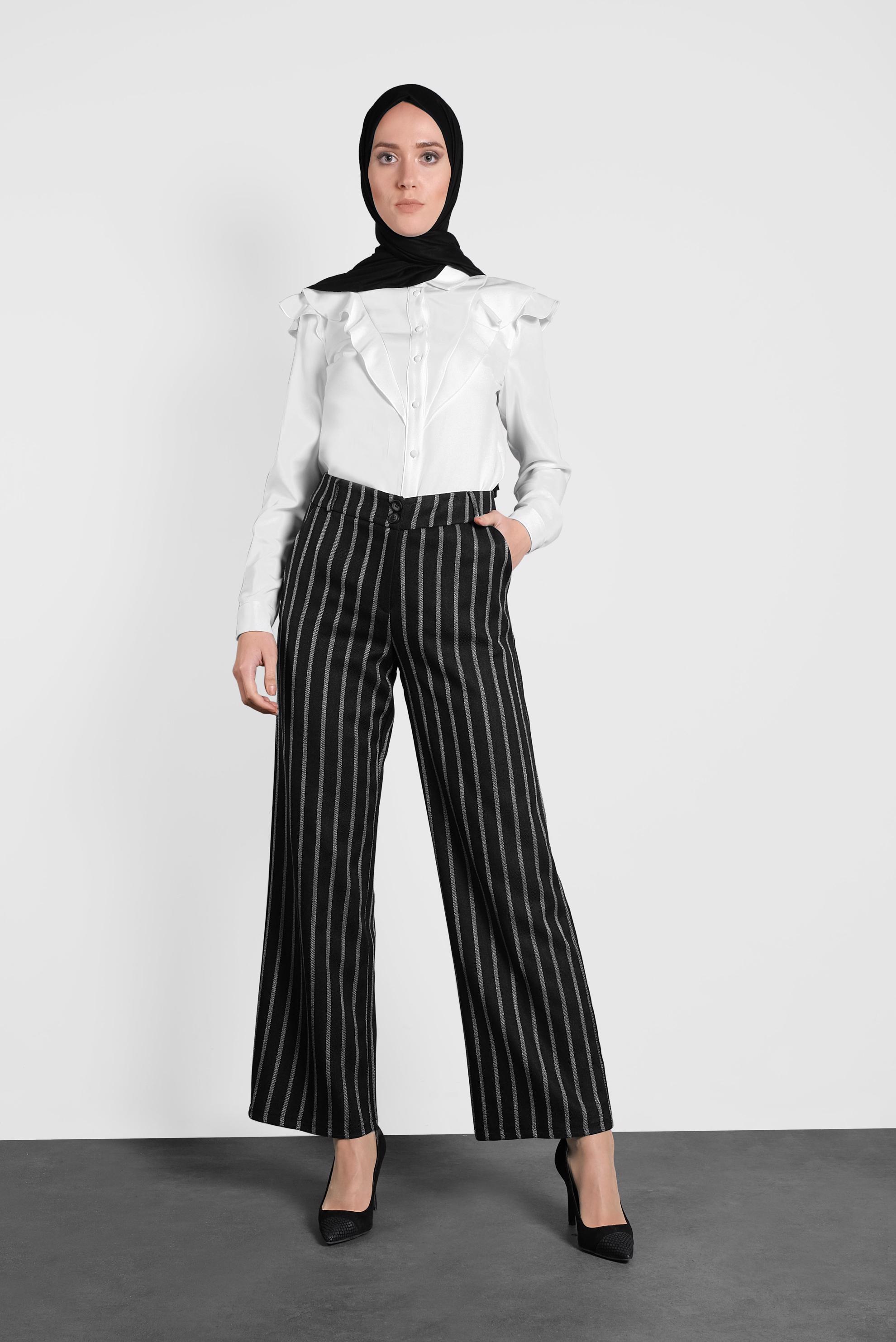 Hijab clothing BLACK STRIPED PANTS 70012 