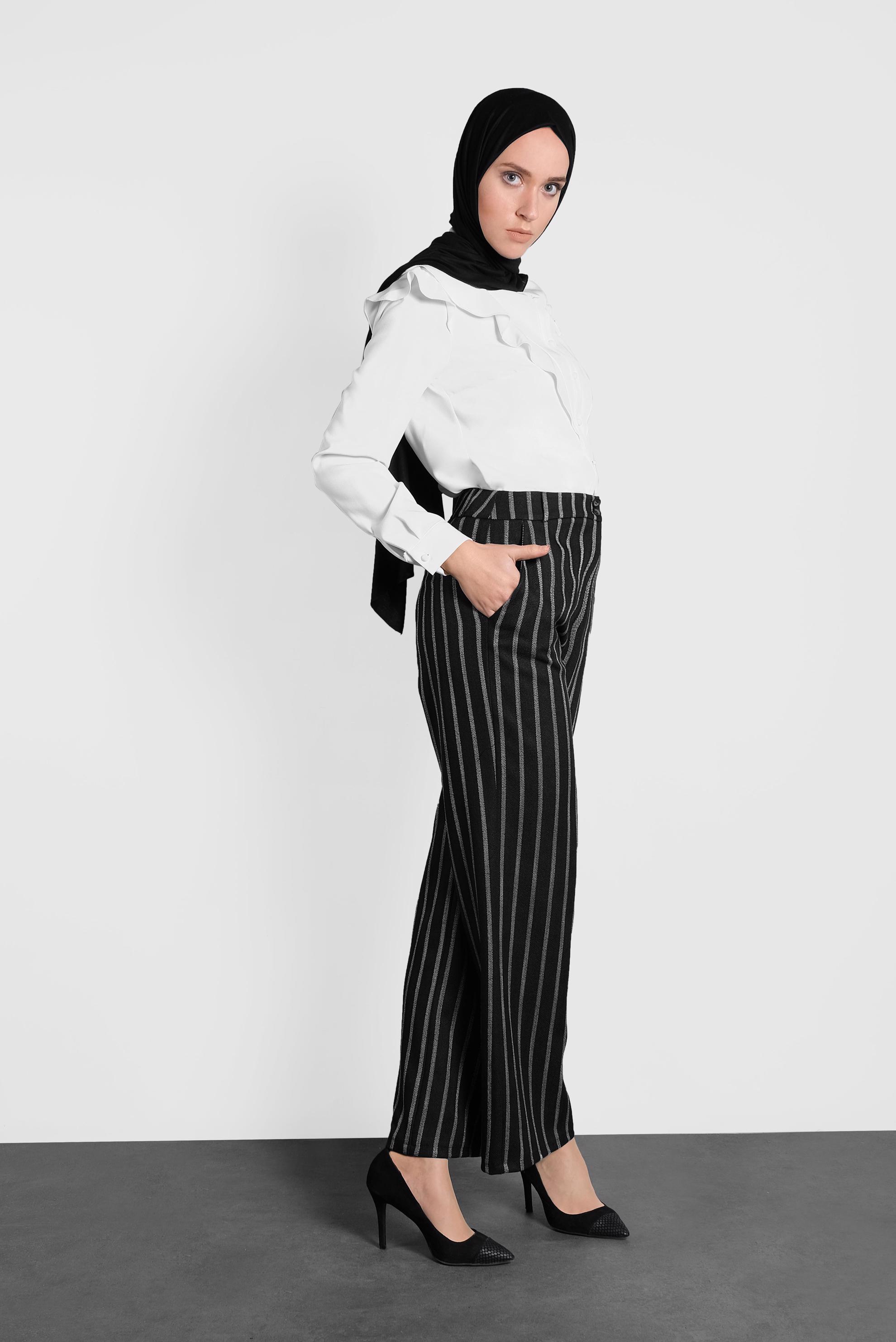 Hijab clothing BLACK STRIPED PANTS 70012 
