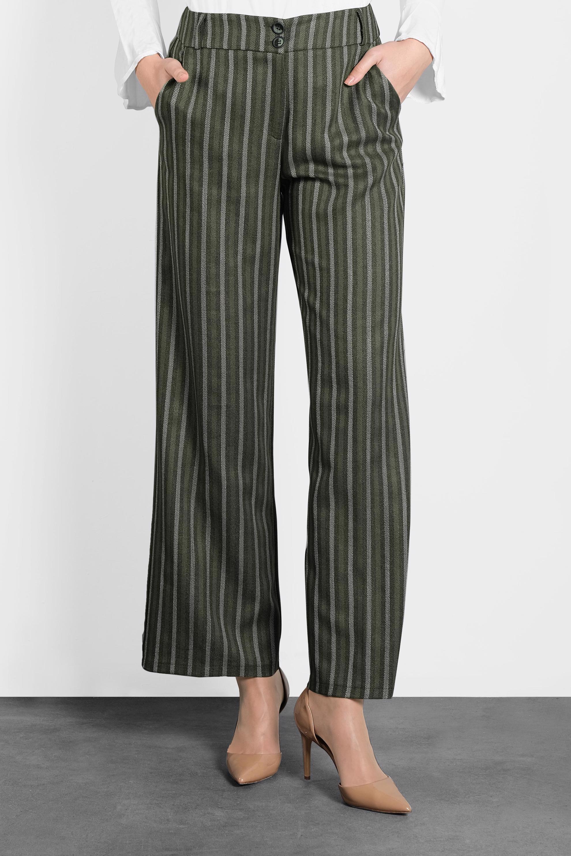 Tesettür giyim HAKİ ÇİZGİLİ PANTOLON 70012