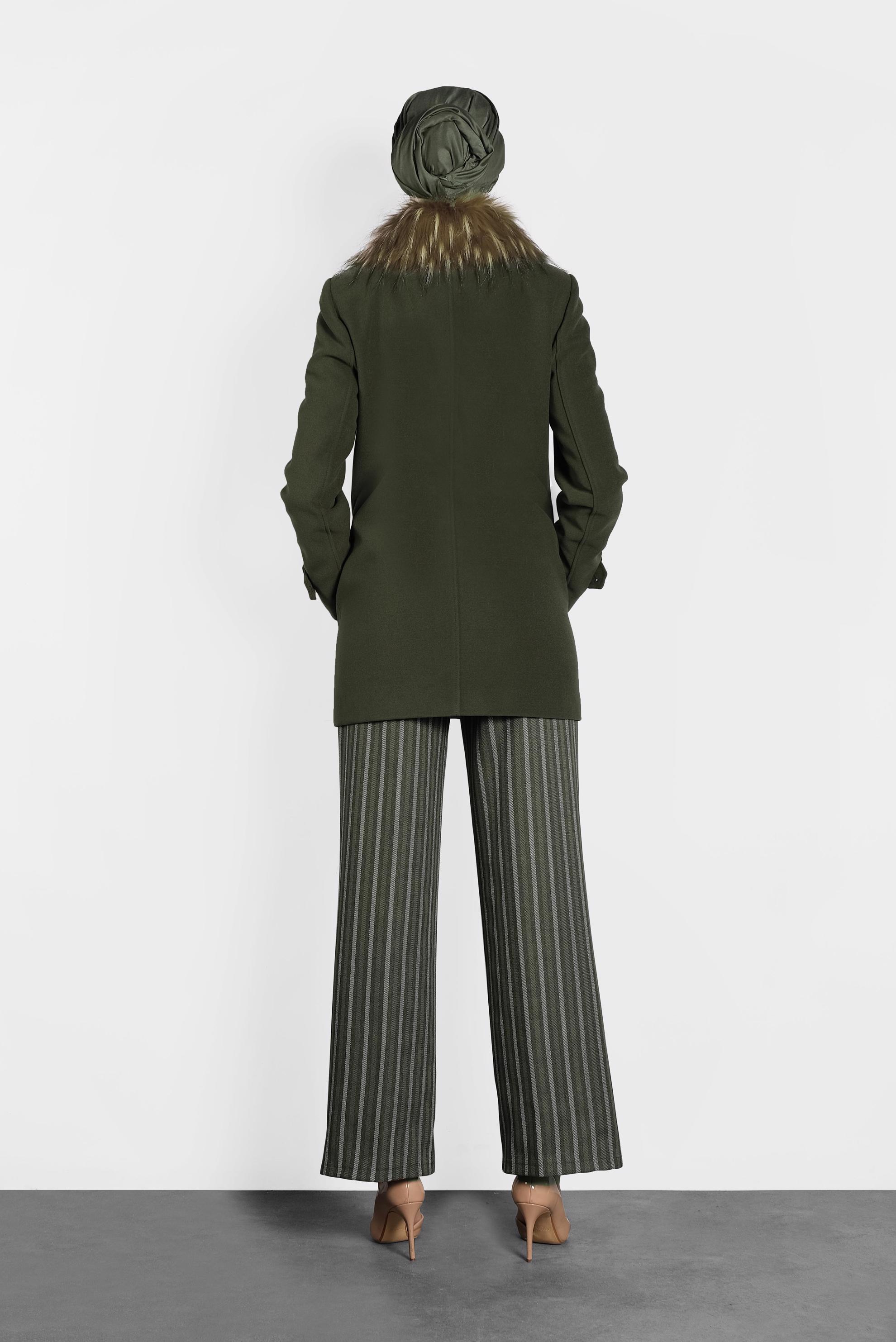 Tesettür giyim HAKİ ÇİZGİLİ PANTOLON 70012