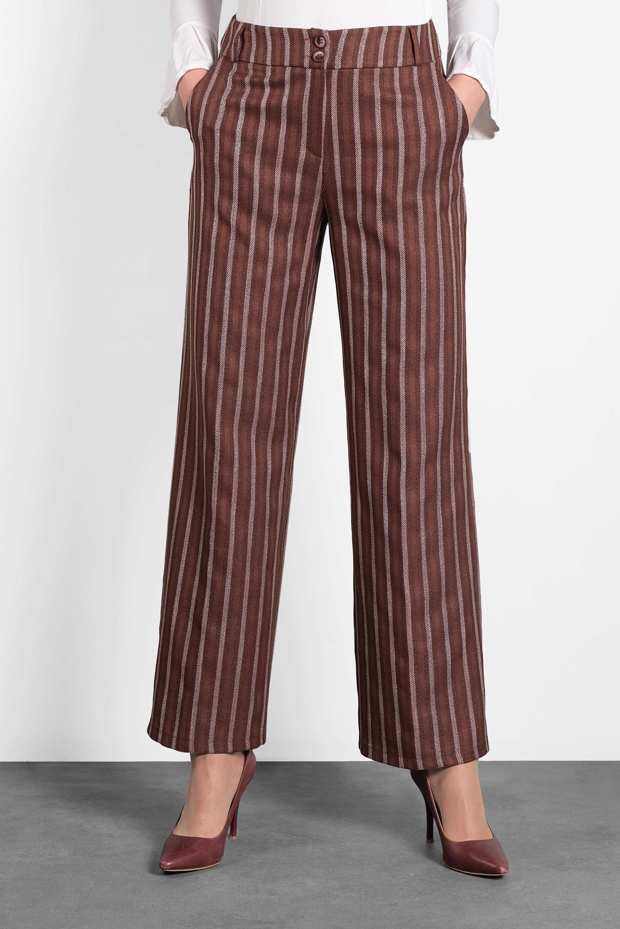 Tesettür giyim TURUNCU ÇİZGİLİ PANTOLON 70012