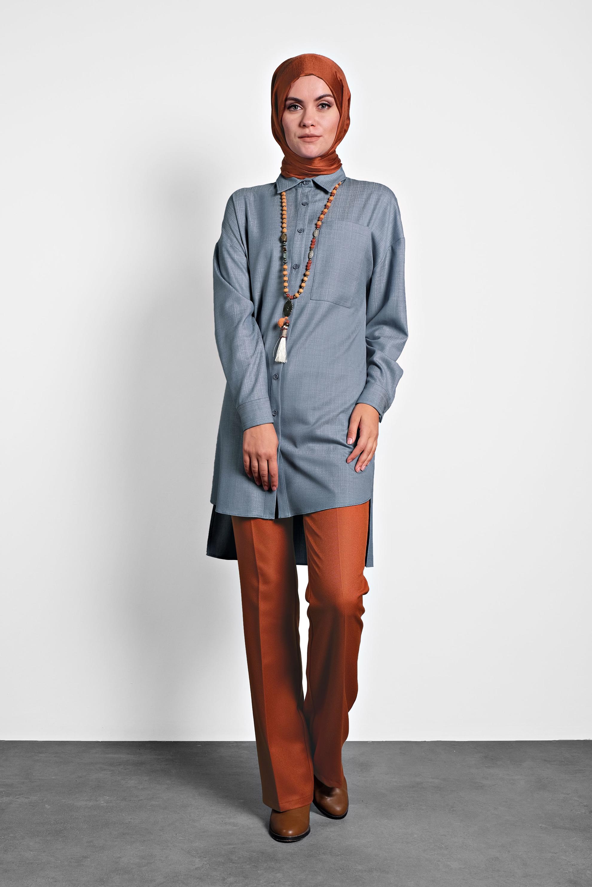 Tesettür giyim TURUNCU BORU PAÇA PANTOLON 70014 