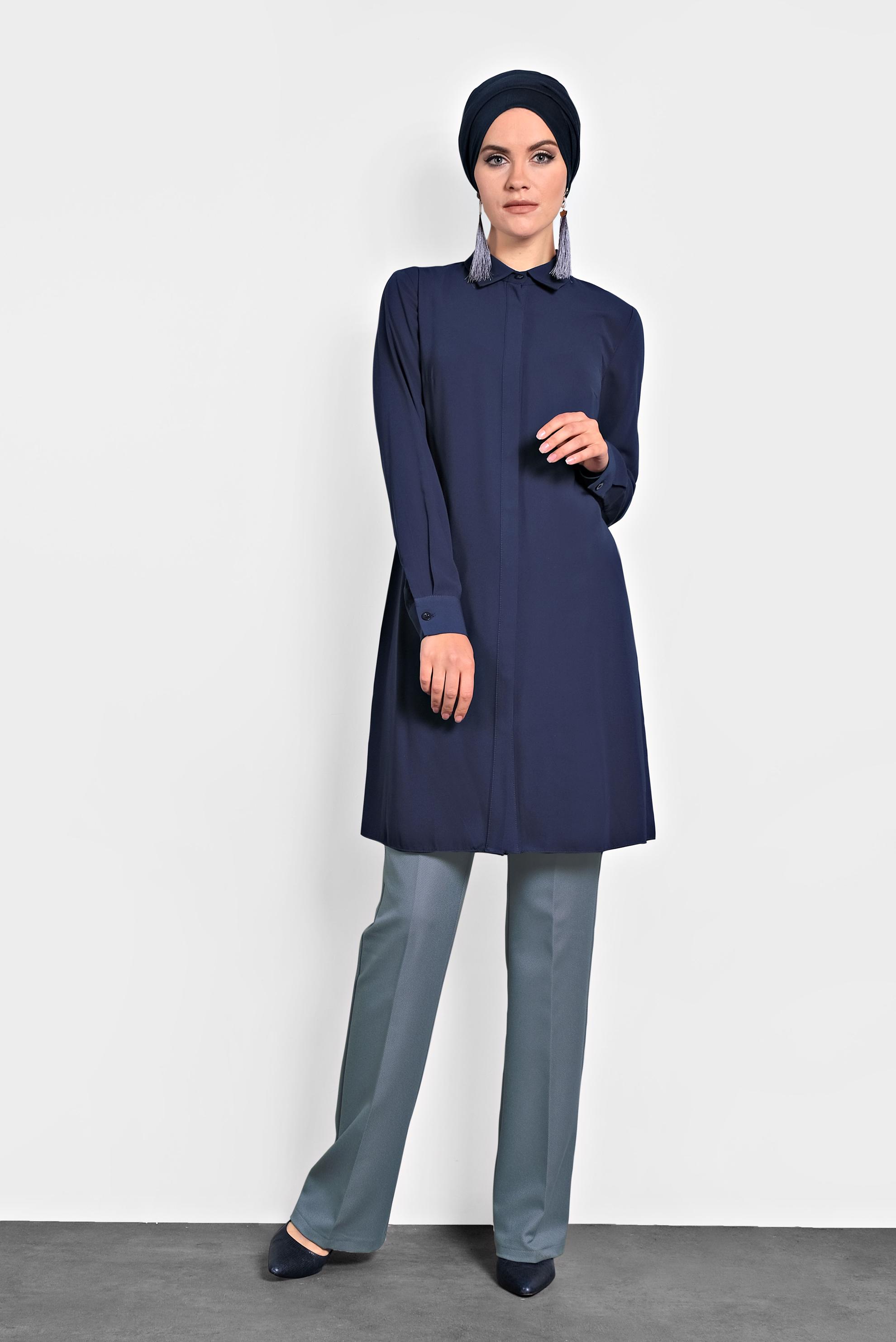 Tesettür giyim MAVİ BORU PAÇA PANTOLON 70014 