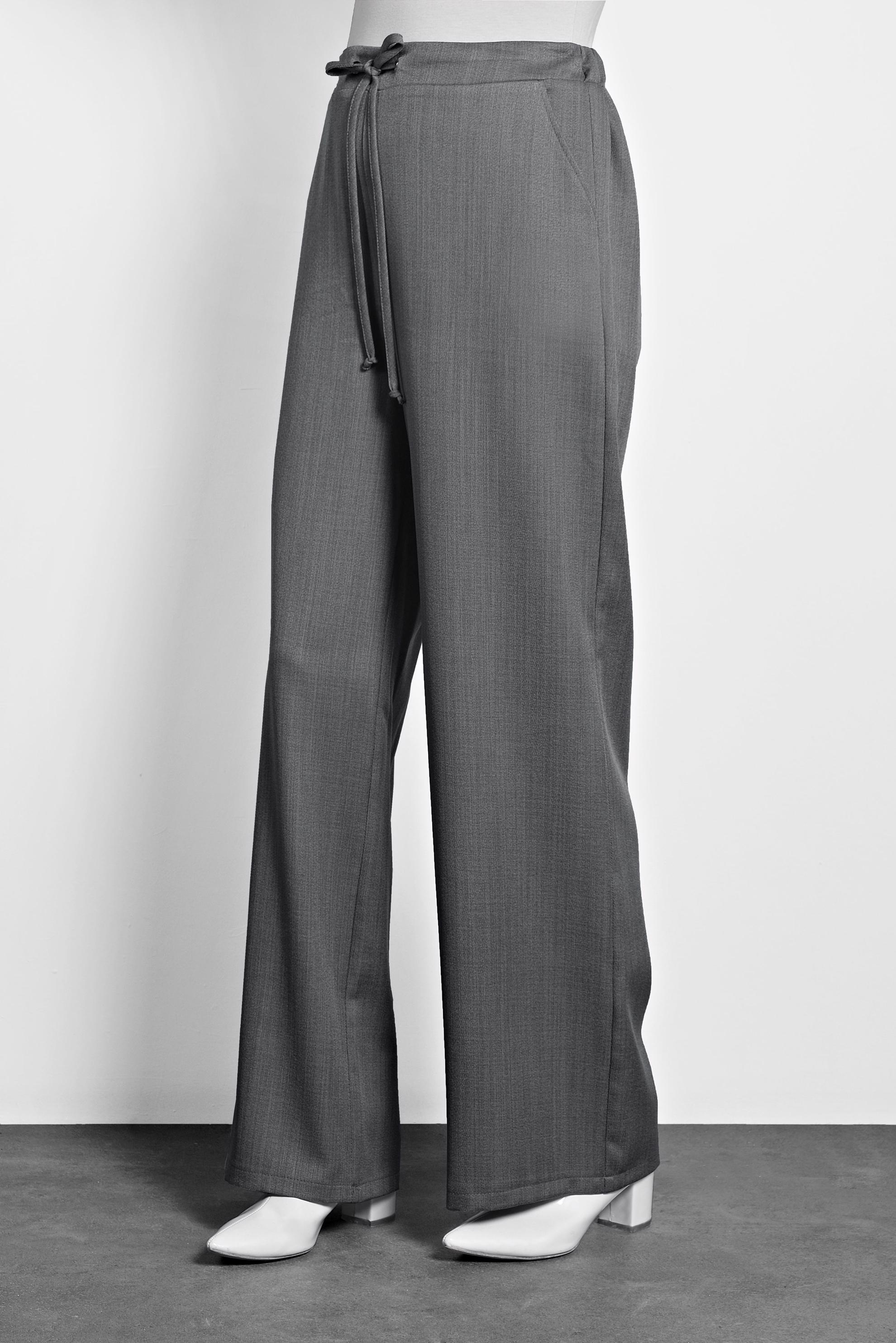 Tesettür giyim GRİ BOL PAÇA PANTOLON 70015 