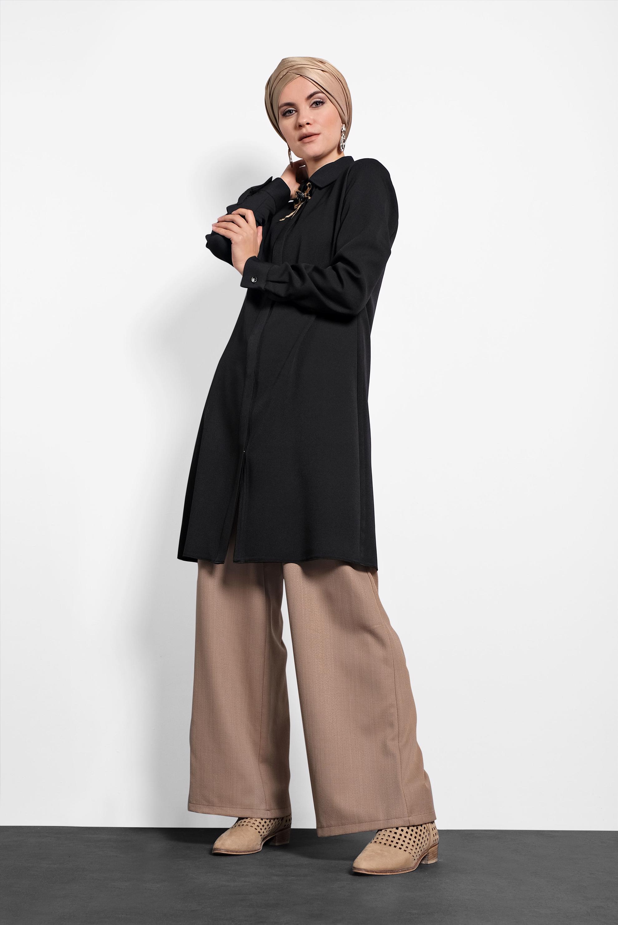 Hijab clothing BROWN WIDE-LEG PANTS 70015