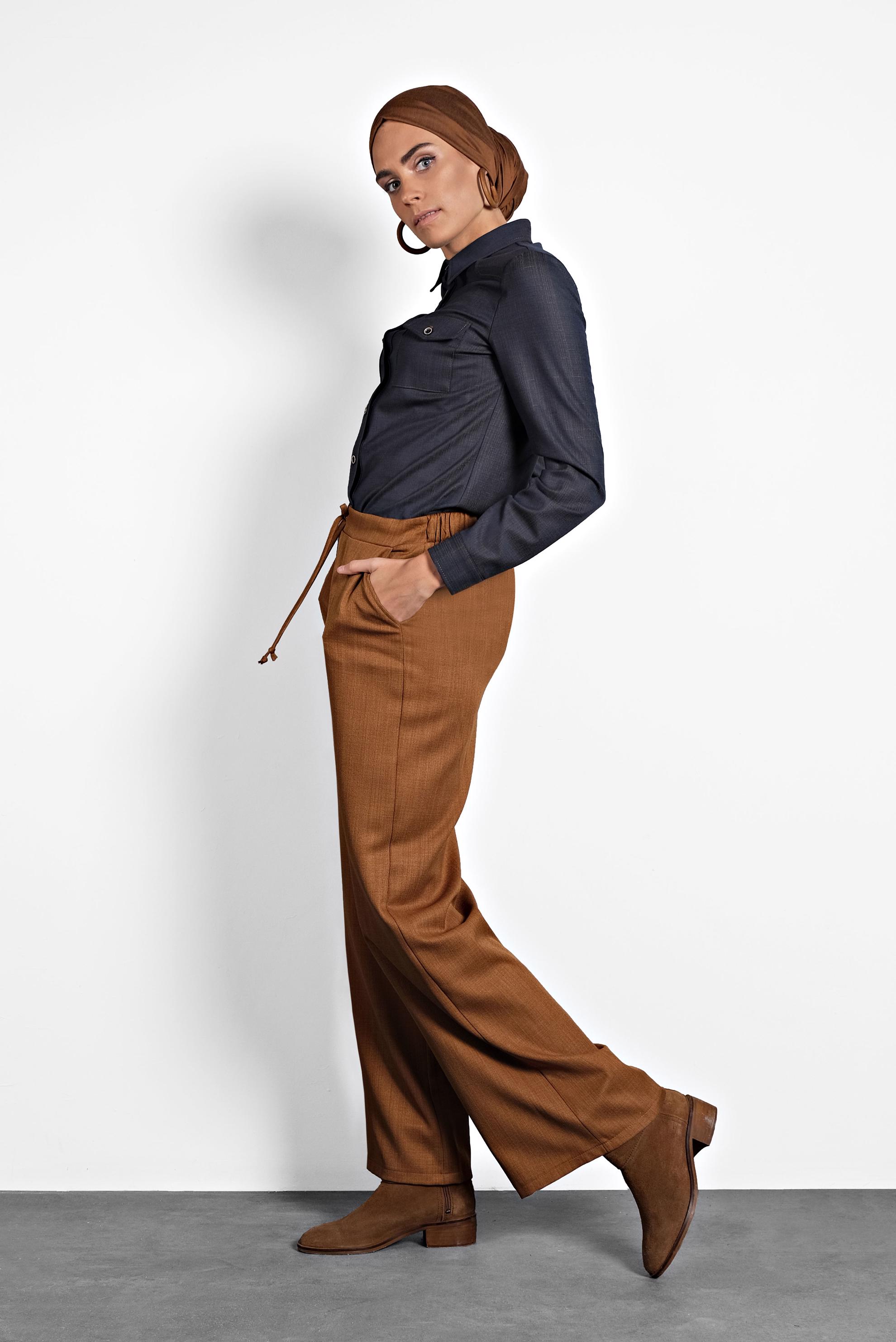 Hijab clothing BROWN WIDE-LEG PANTS 70015