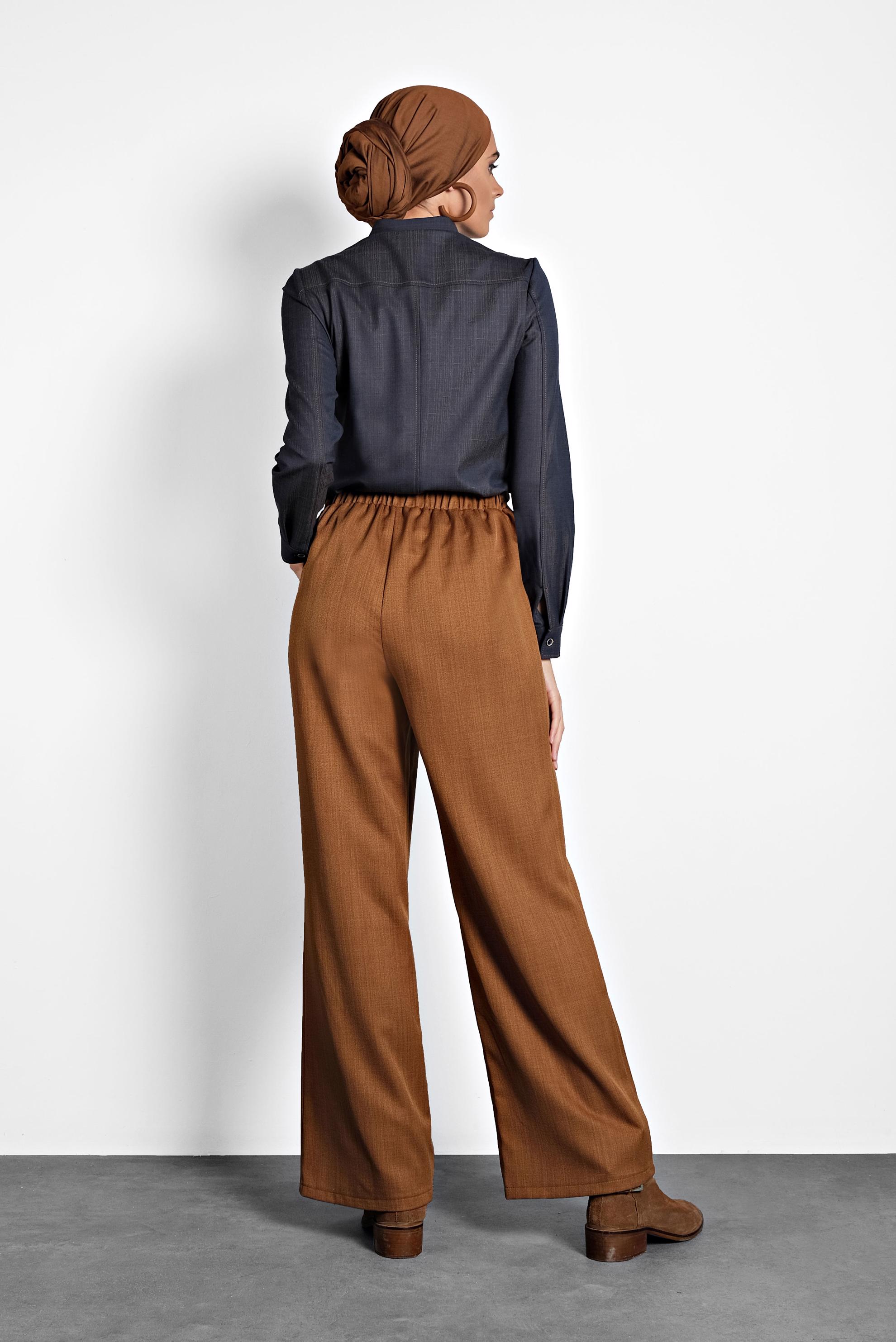 Hijab clothing BROWN WIDE-LEG PANTS 70015