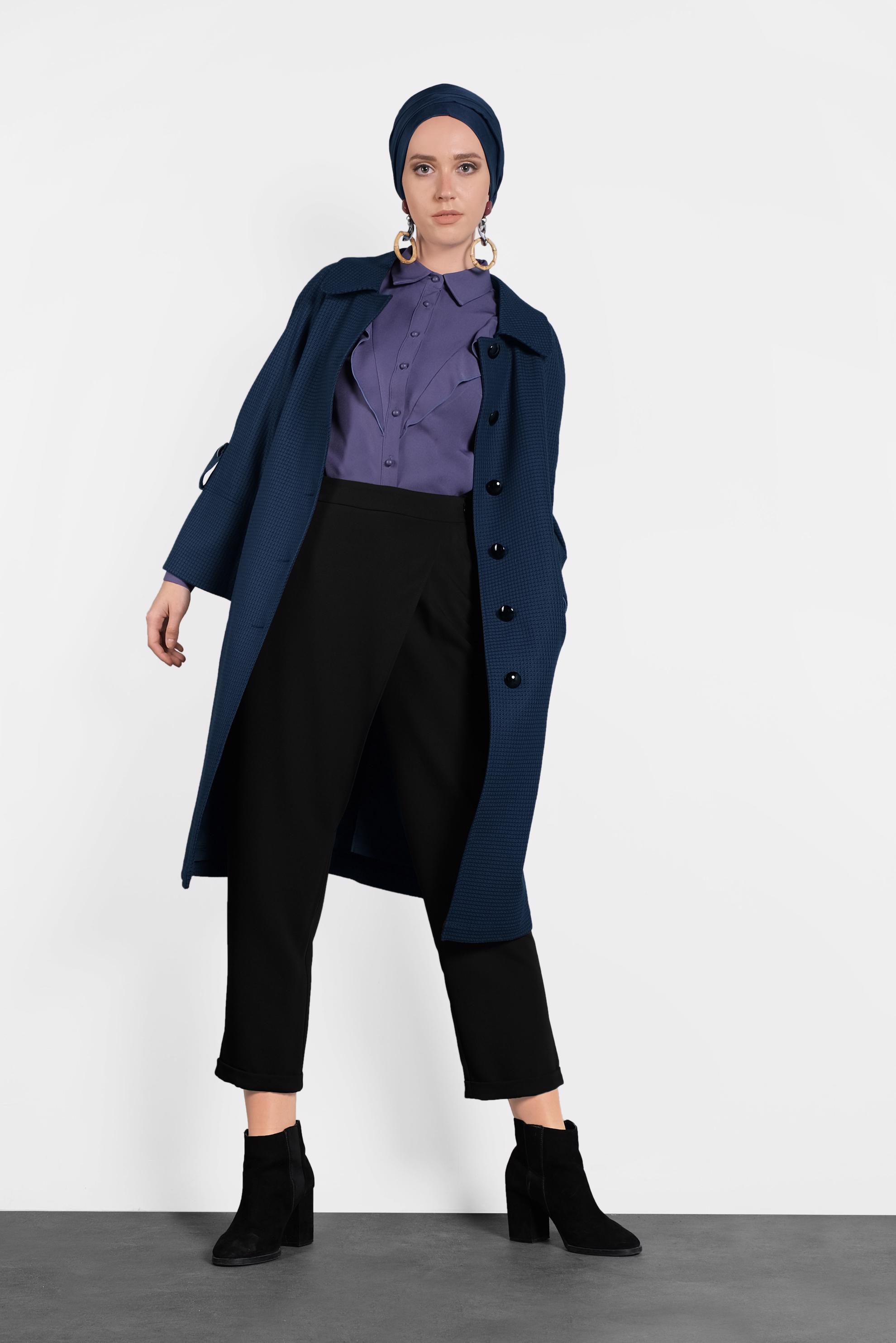 Hijab clothing BLACK WIDE LEG TROUSERS 70025