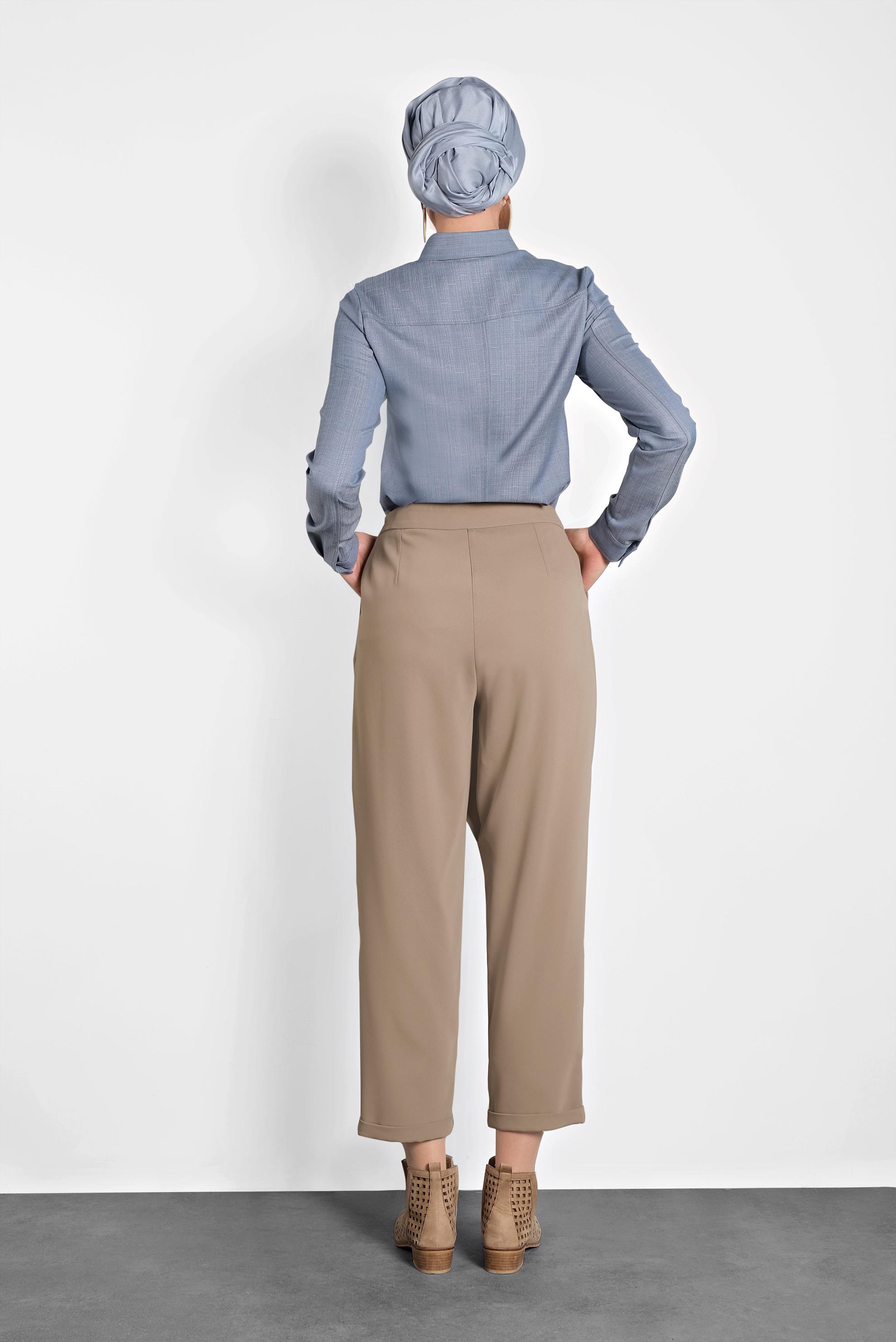 Tesettür giyim KAHVE BOL PAÇA PANTOLON 70025