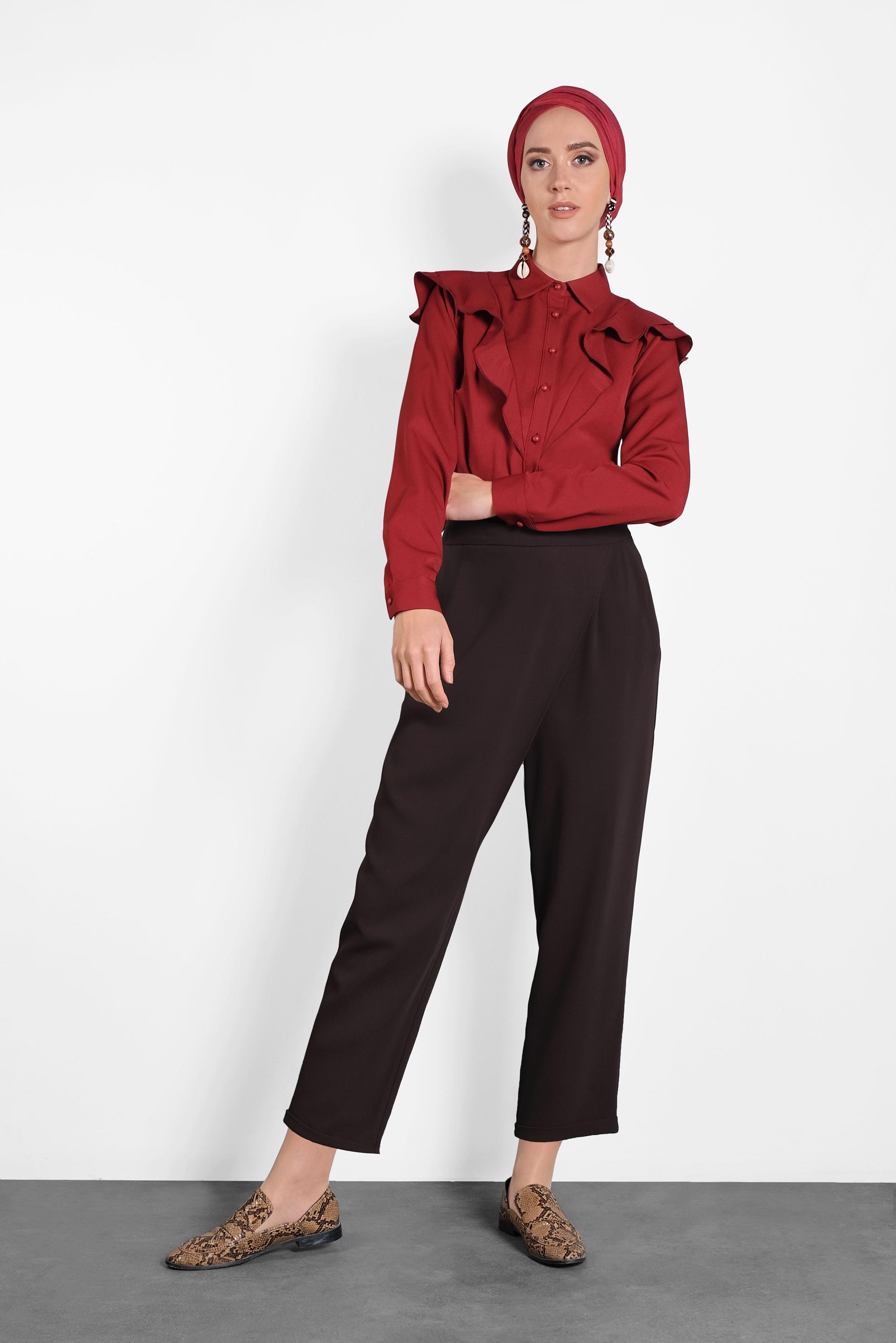 Hijab clothing BROWN WIDE LEG TROUSERS 70025