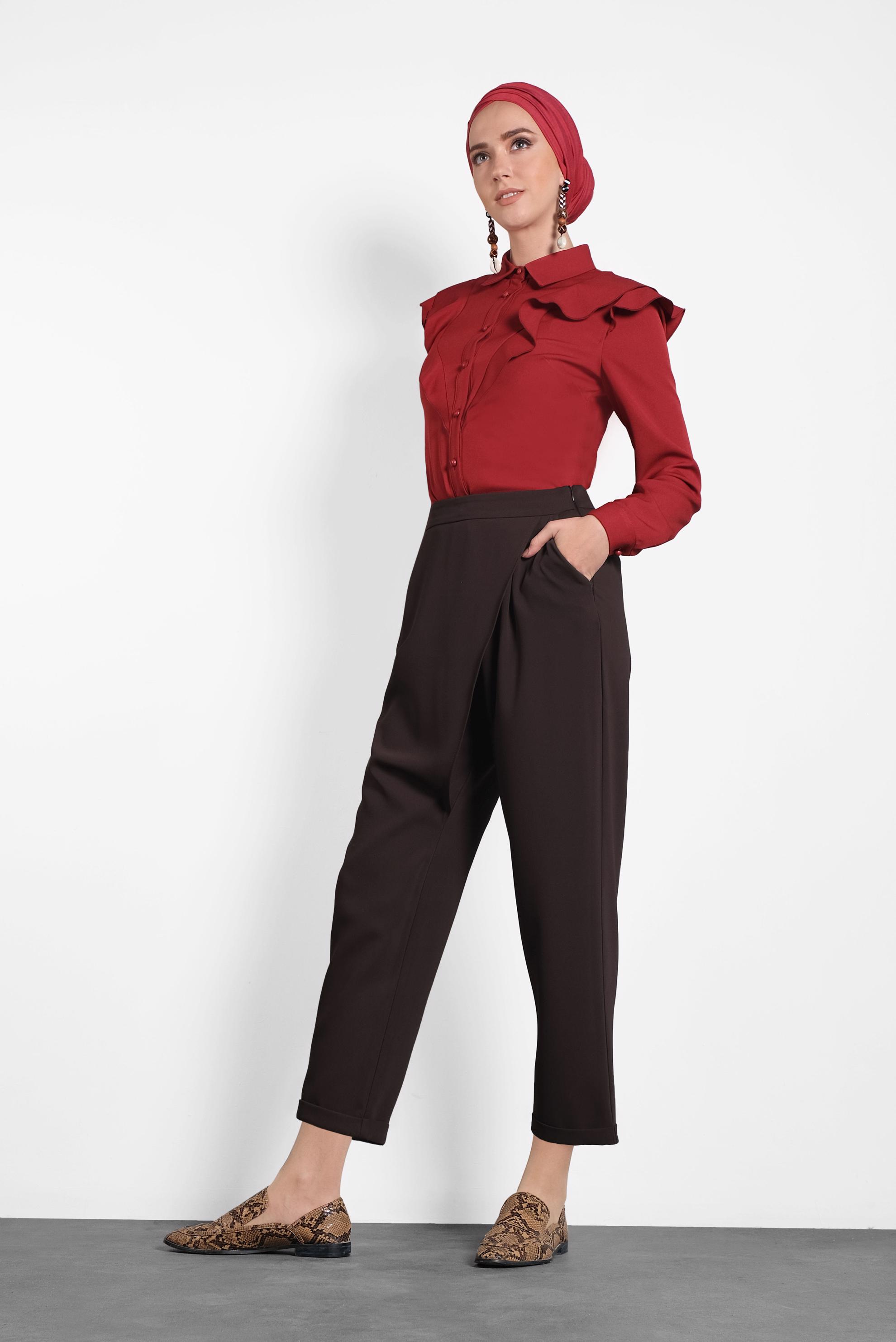 Hijab clothing BROWN WIDE LEG TROUSERS 70025