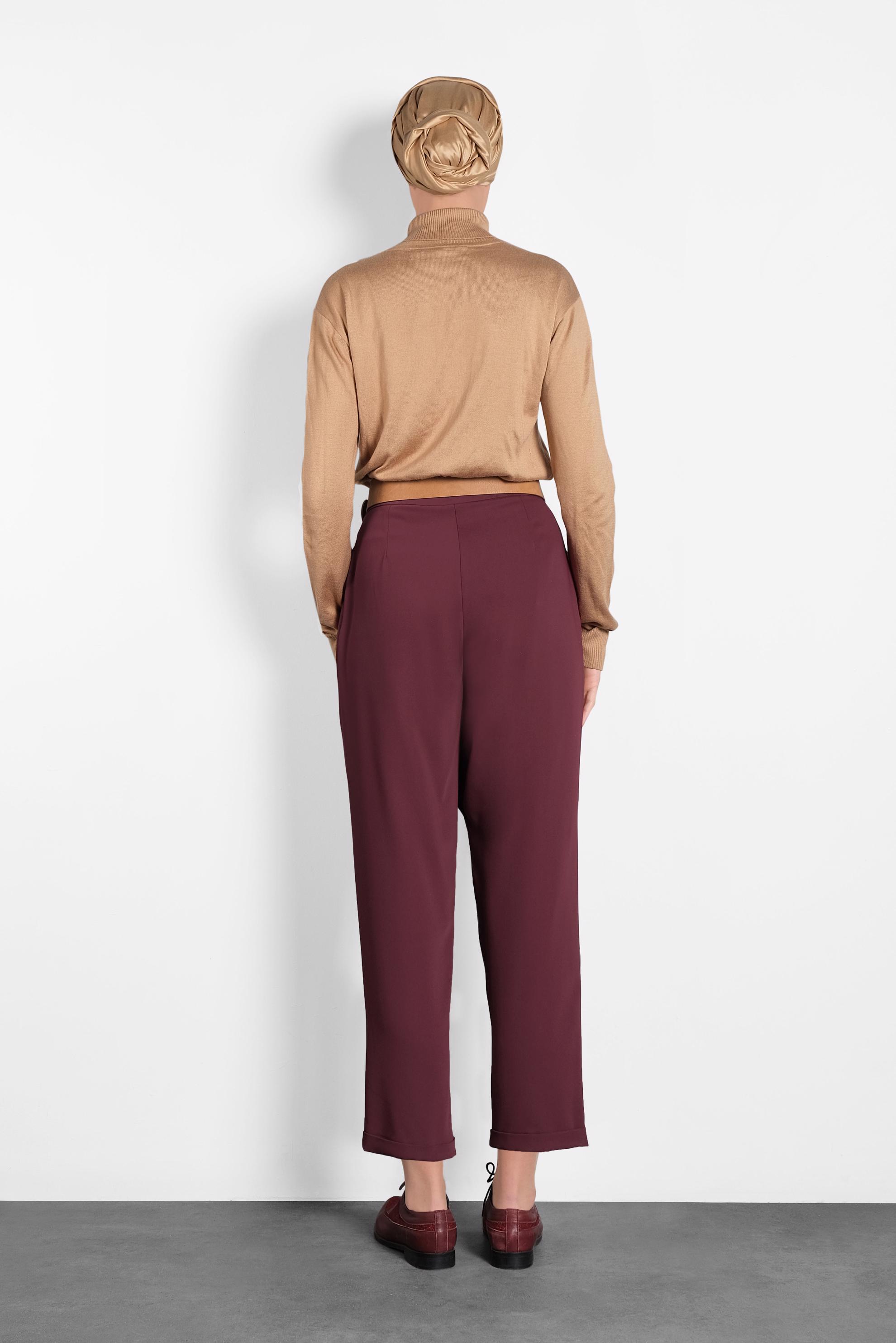 Hijab clothing CLARET RED WIDE LEG TROUSERS 70025