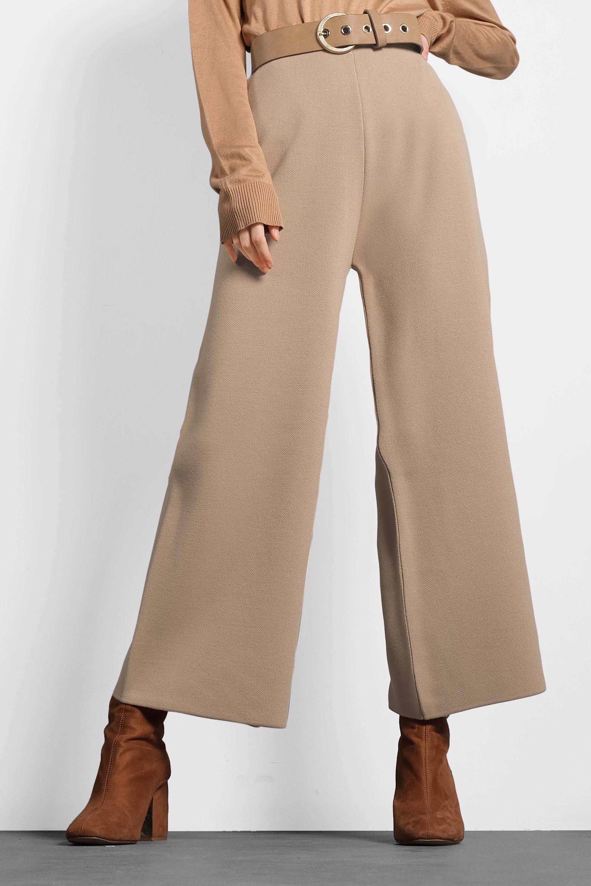 Hijab clothing BROWN ELASTIC-WAIST KNIT PANTS 70028 