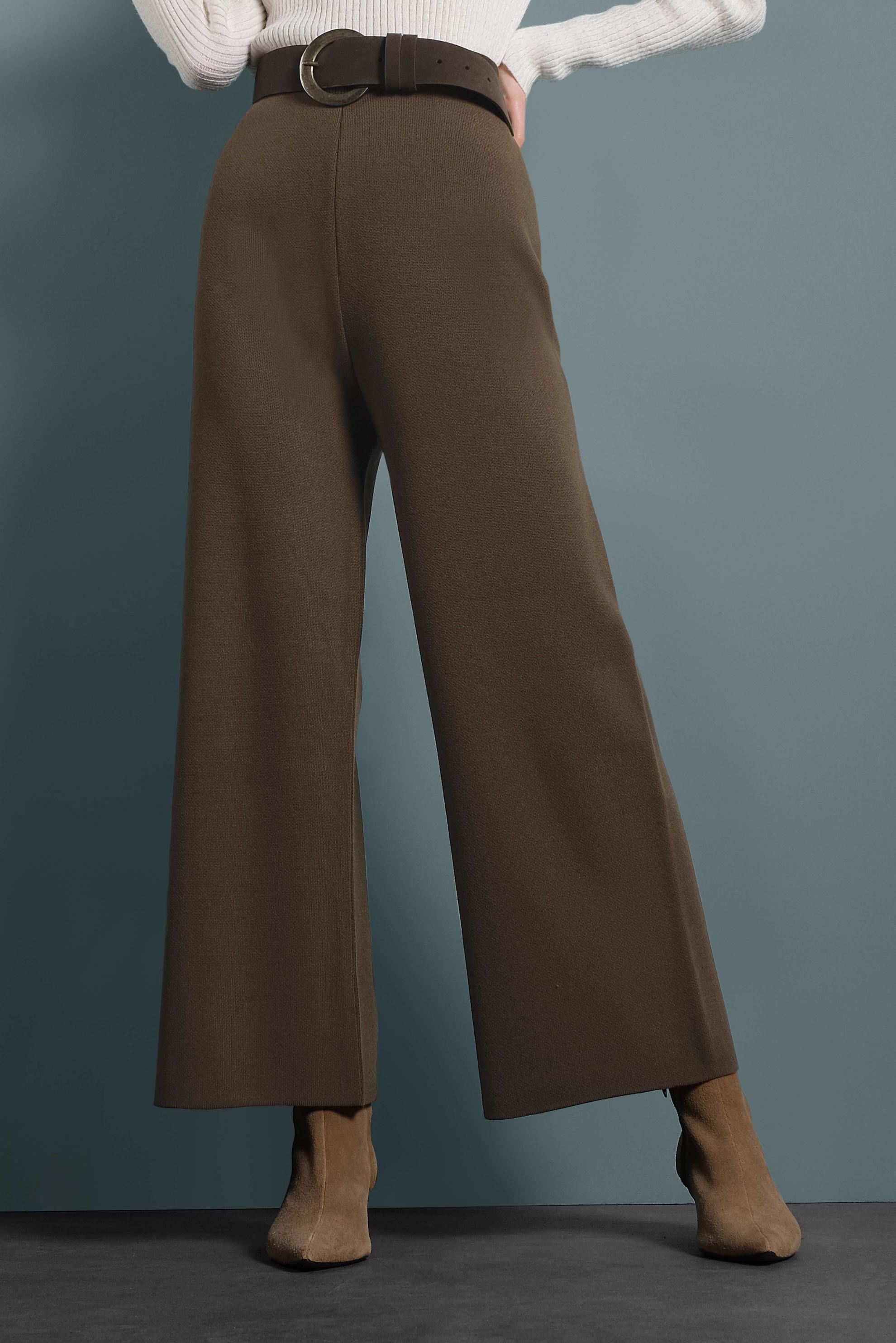 Hijab clothing BROWN ELASTIC-WAIST KNIT PANTS 70028 